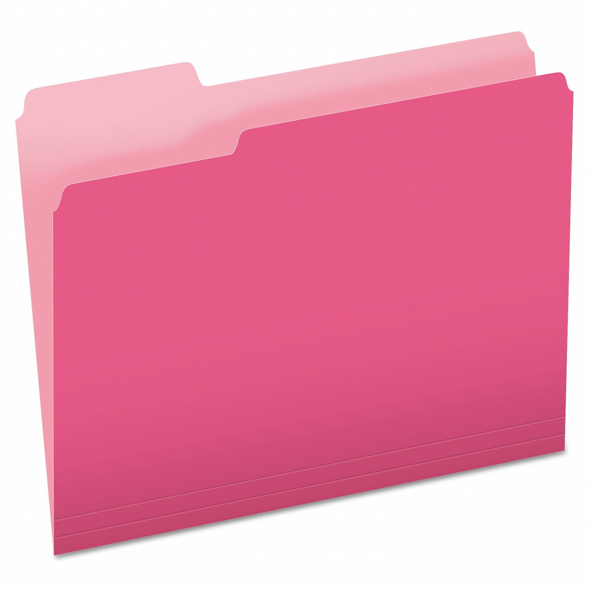 File Folders: 8 1/2 in Ht, 11 in Wd, Pink, 11 pt. Stock, Top Tab Location, 100 PK