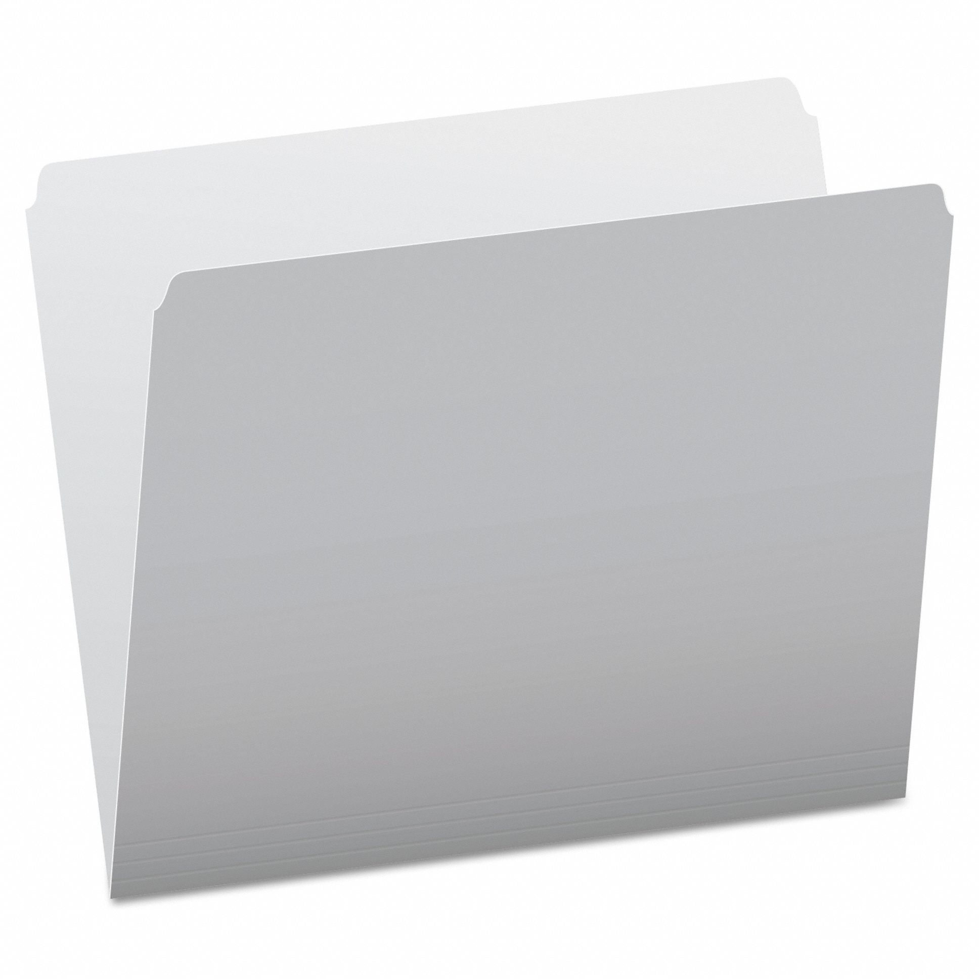 File Folders: 8 1/2 in Ht, 11 in Wd, Gray, 11 pt. Stock, Top Tab Location, 100 PK