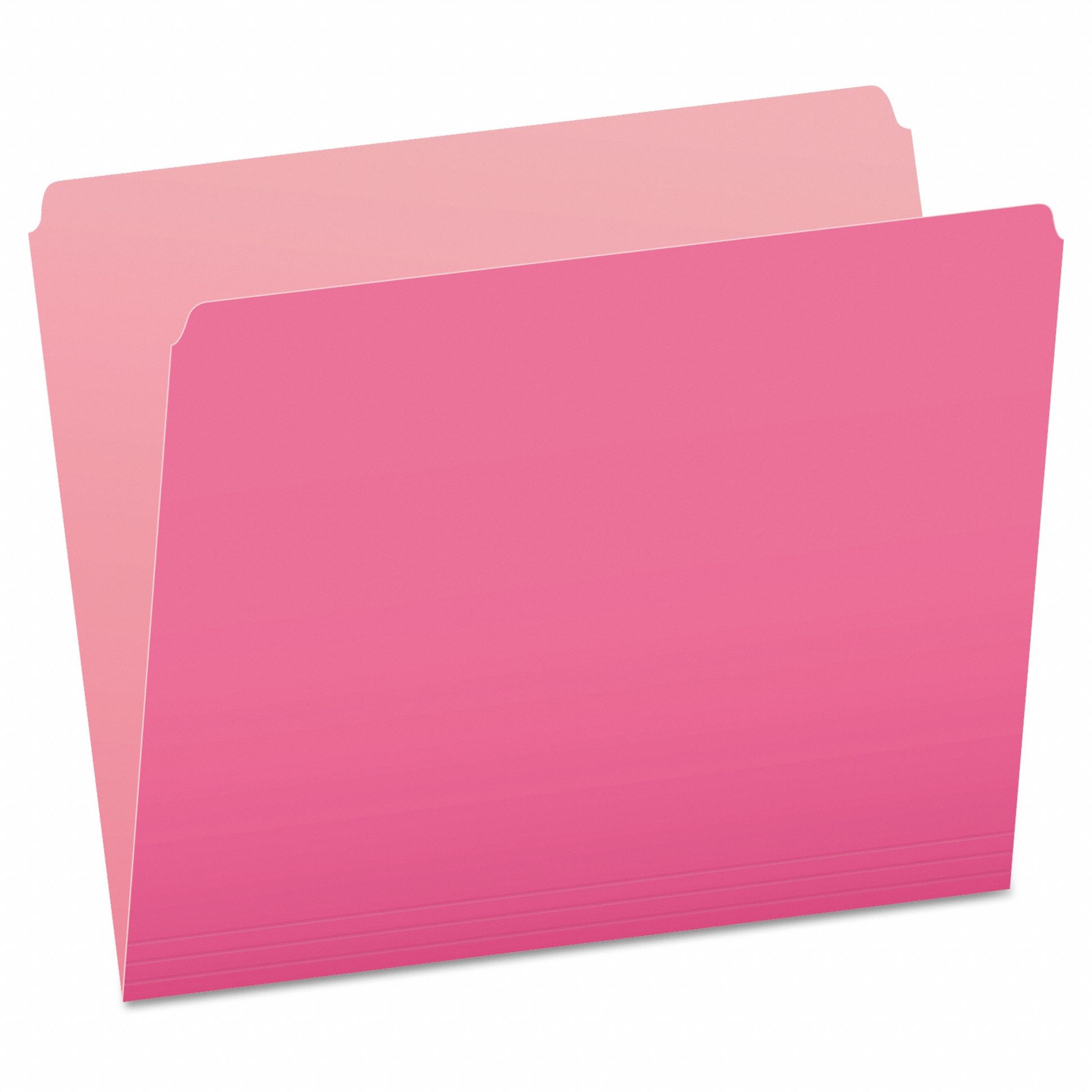 File Folders: 8 1/2 in Ht, 11 in Wd, Pink, 11 pt. Stock, Top Tab Location, 100 PK