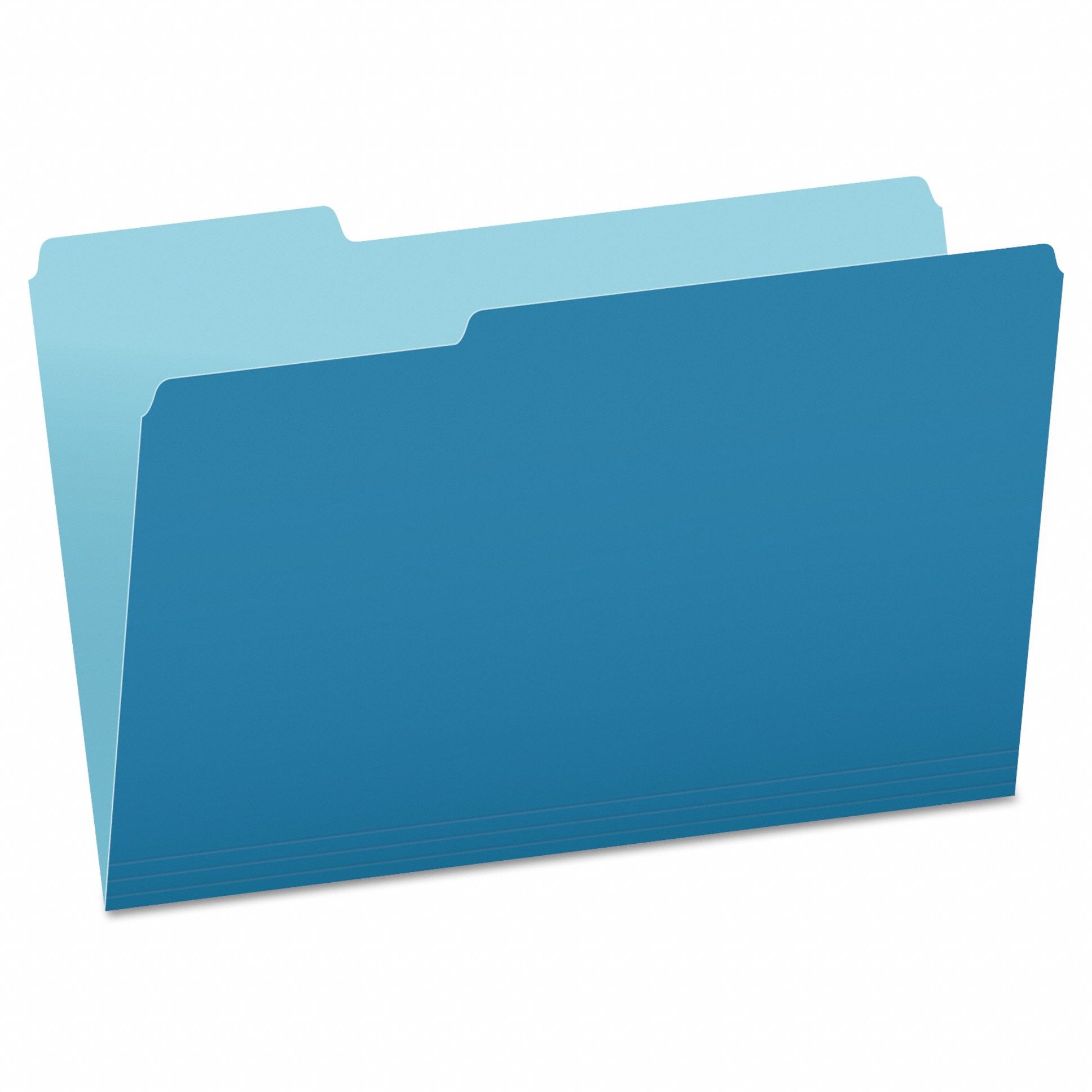 File Folders: 8 1/2 in Ht, 14 in Wd, Blue, 11 pt. Stock, Top Tab Location, 100 PK