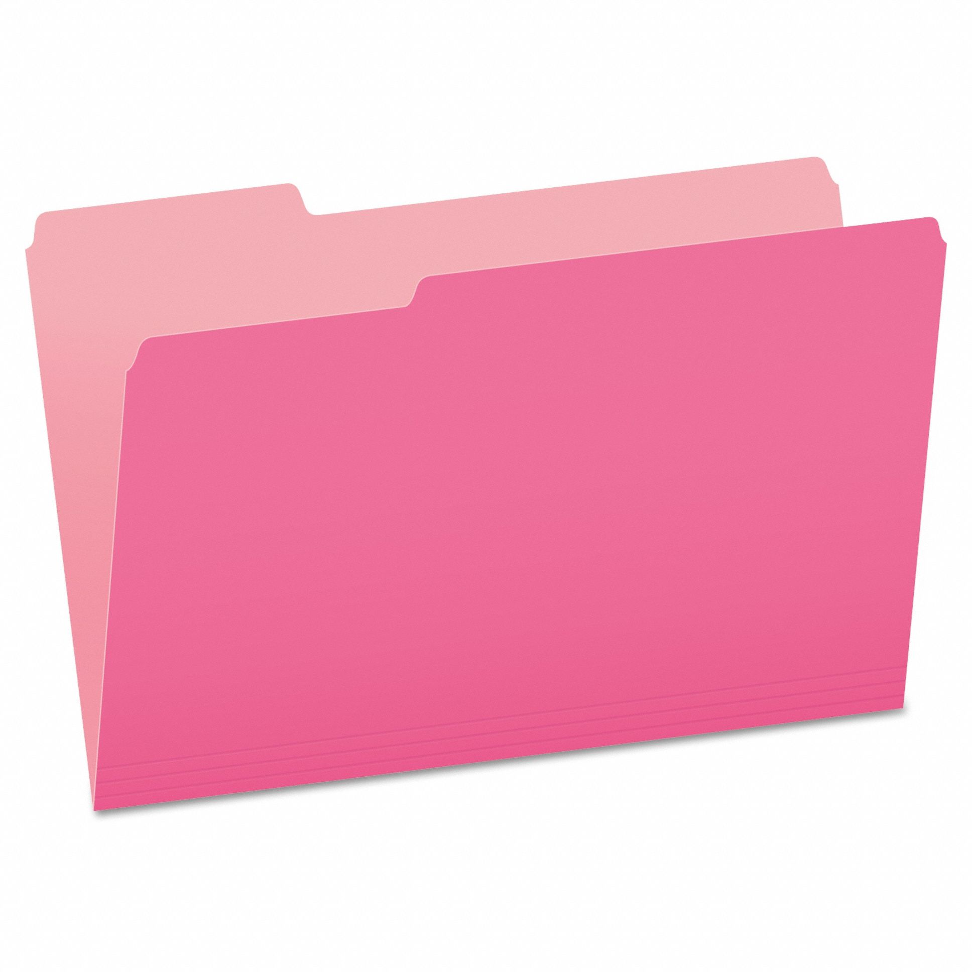File Folders: 8 1/2 in Ht, 14 in Wd, Pink, 11 pt. Stock, Top Tab Location, 100 PK