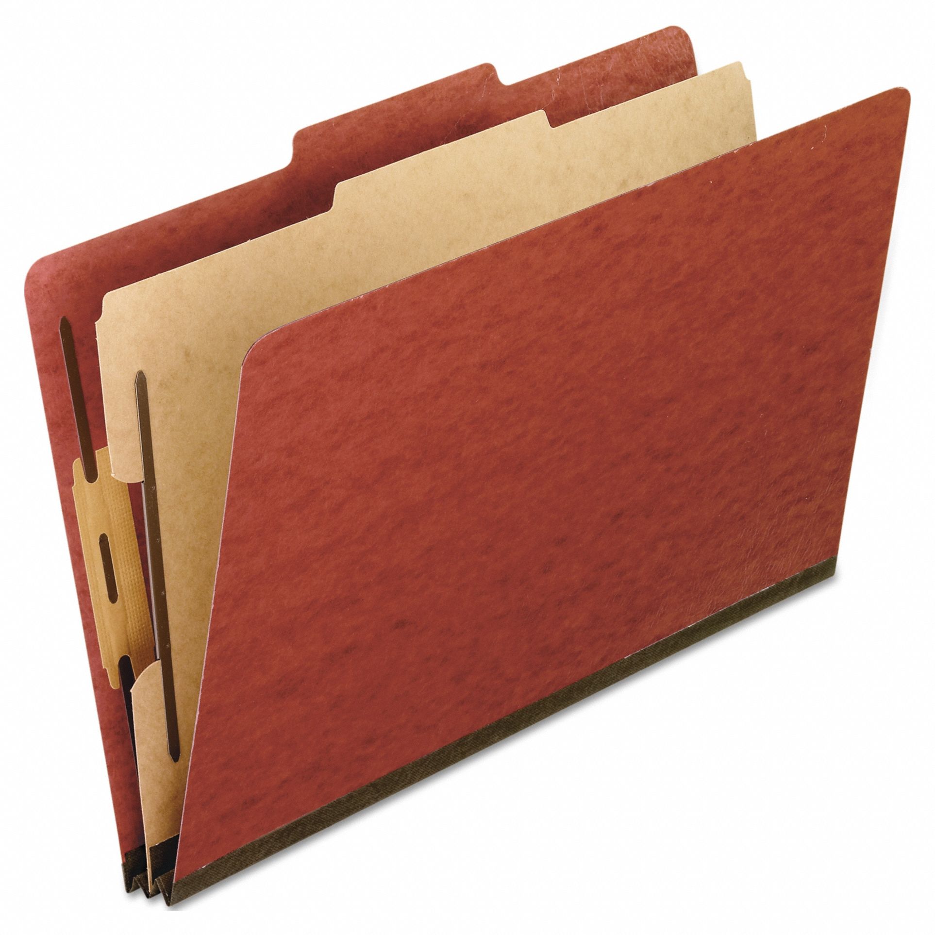 File Folders: 8 1/2 in Ht, 14 in Wd, Red, Pressboard, Top Tab Location, 10 PK