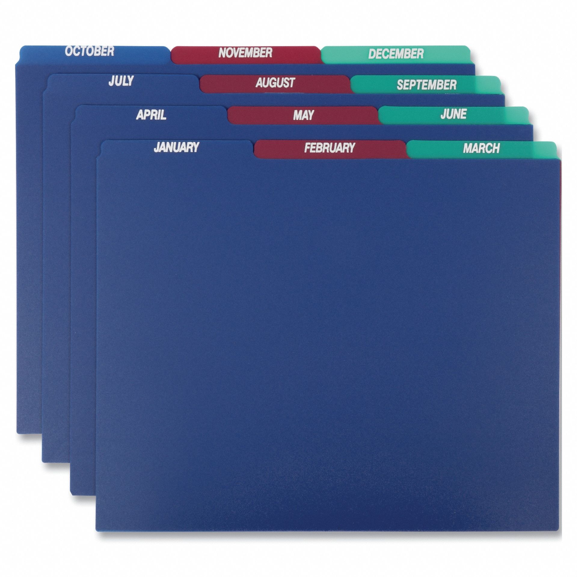 Index Tabs: Jan to Dec Tabs, 12 Tabs, Assorted, 10 in Overall Wd, 3/8 in Overall Ht, 12 PK