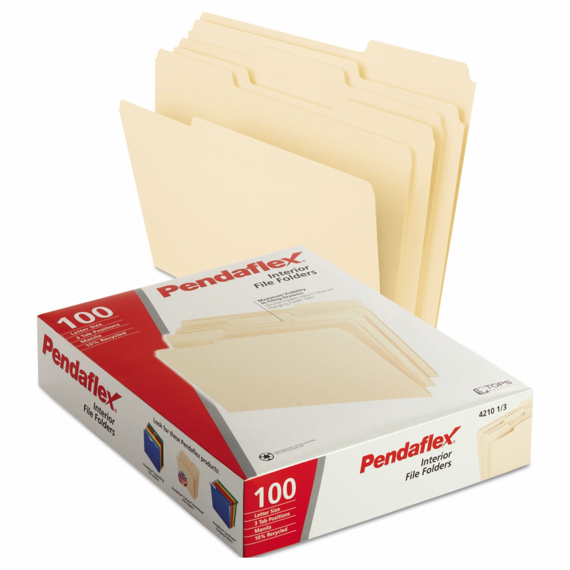 File Folders: 8 1/2 in Ht, 11 in Wd, Manila, 11 pt. Manila, Top Tab Location, 100 PK