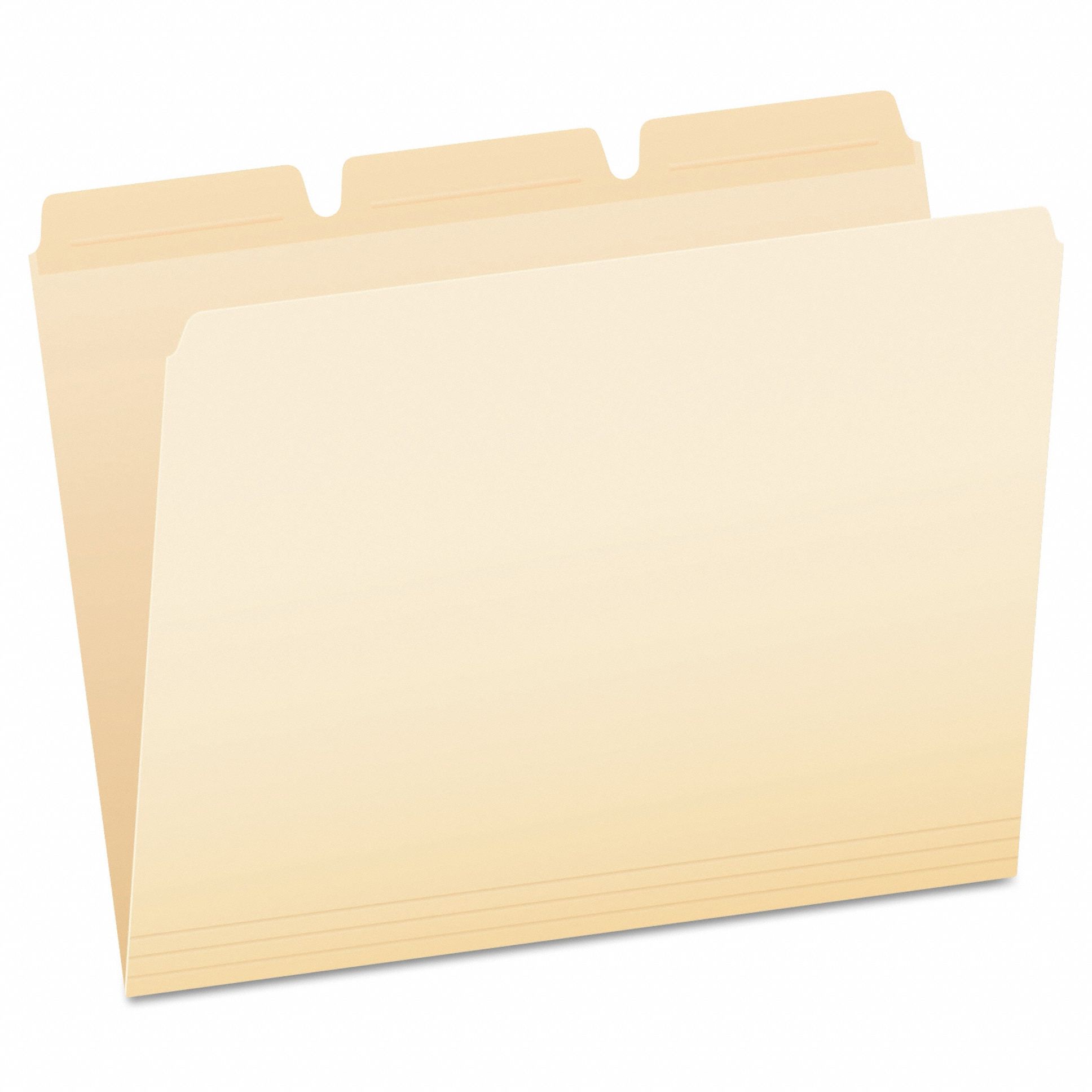 File Folders: 8 1/2 in Ht, 11 in Wd, Manila, 11 pt. Manila, Top Tab Location, 50 PK