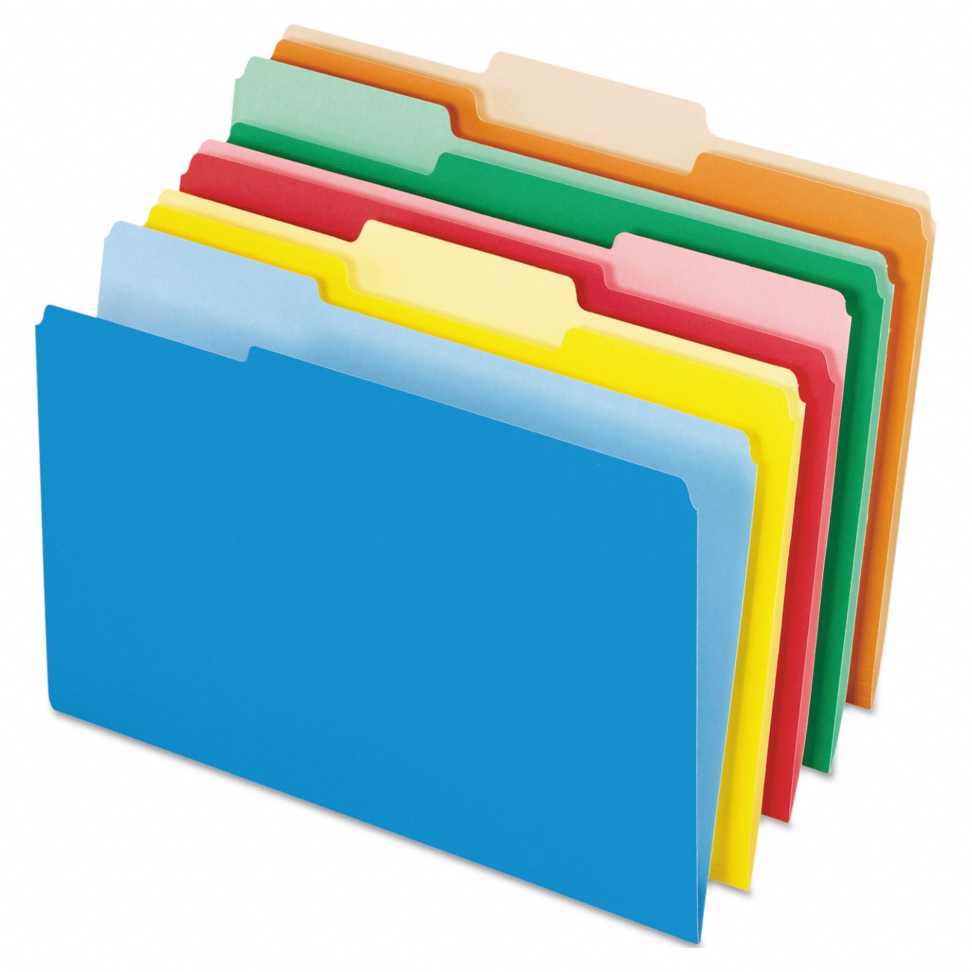 File Folders: 8 1/2 in Ht, 14 in Wd, Assorted, 11 pt. Stock, 100 PK