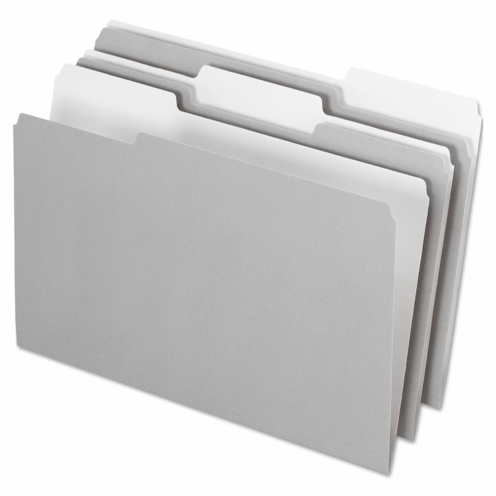 File Folders: 8 1/2 in Ht, 14 in Wd, Gray, 11 pt. Stock, Top Tab Location, 100 PK