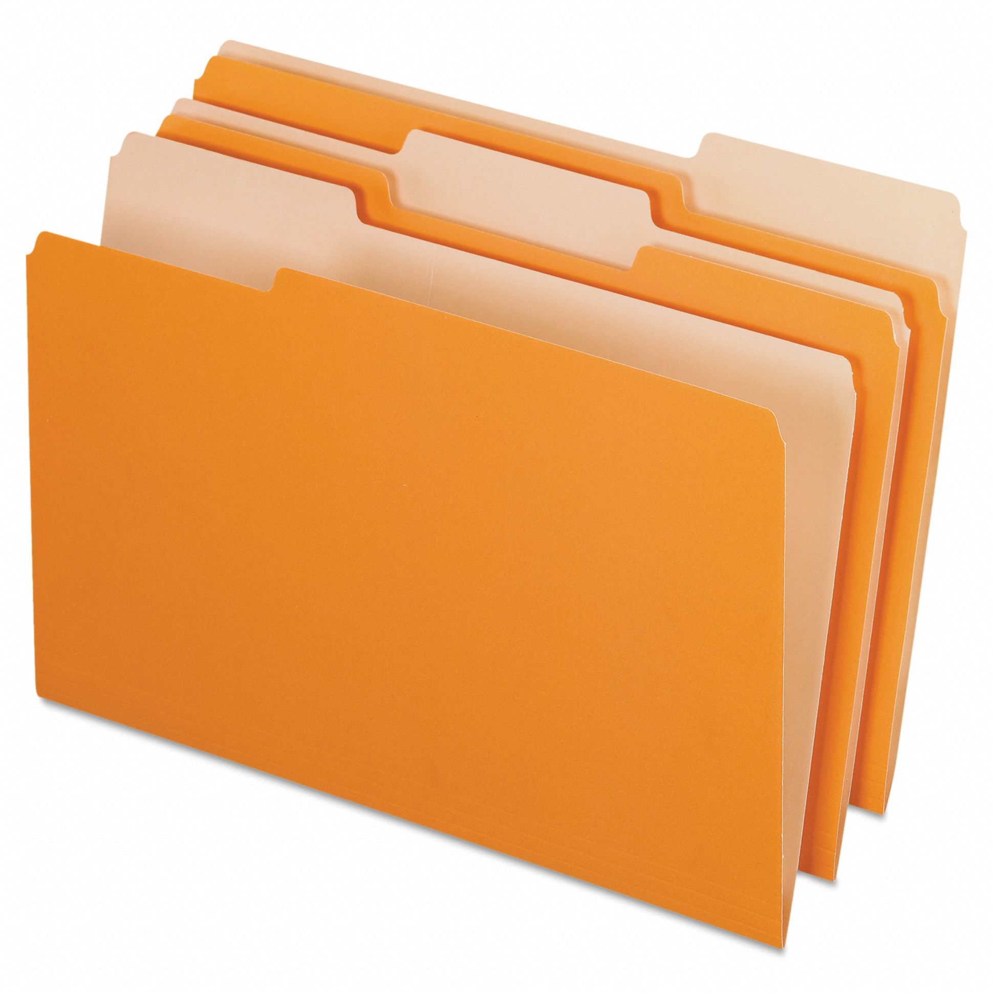 File Folders: 8 1/2 in Ht, 14 in Wd, Orange, 11 pt. Stock, Top Tab Location, 100 PK