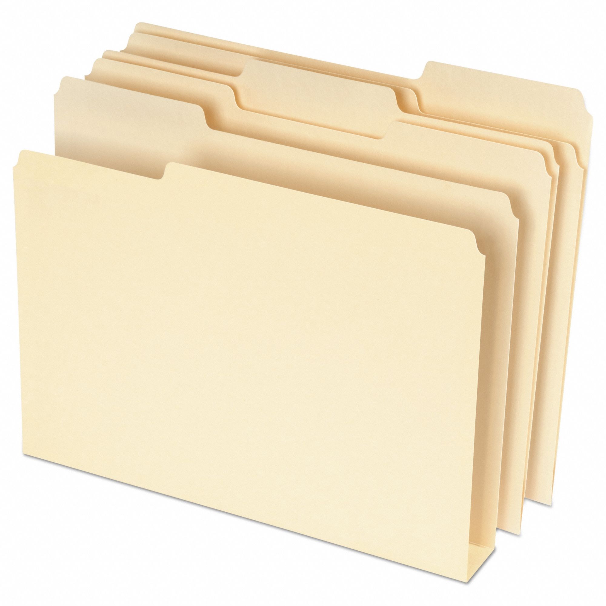 File Folders: 8 1/2 in Ht, 11 in Wd, Manila, 11 pt. Manila, Top Tab Location, 50 PK