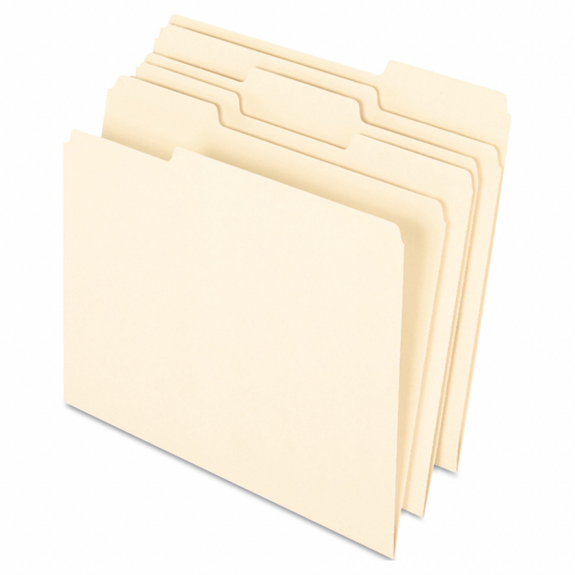 File Folders: 8 1/2 in Ht, 11 in Wd, Manila, 11 pt. Manila, Top Tab Location, 100 PK
