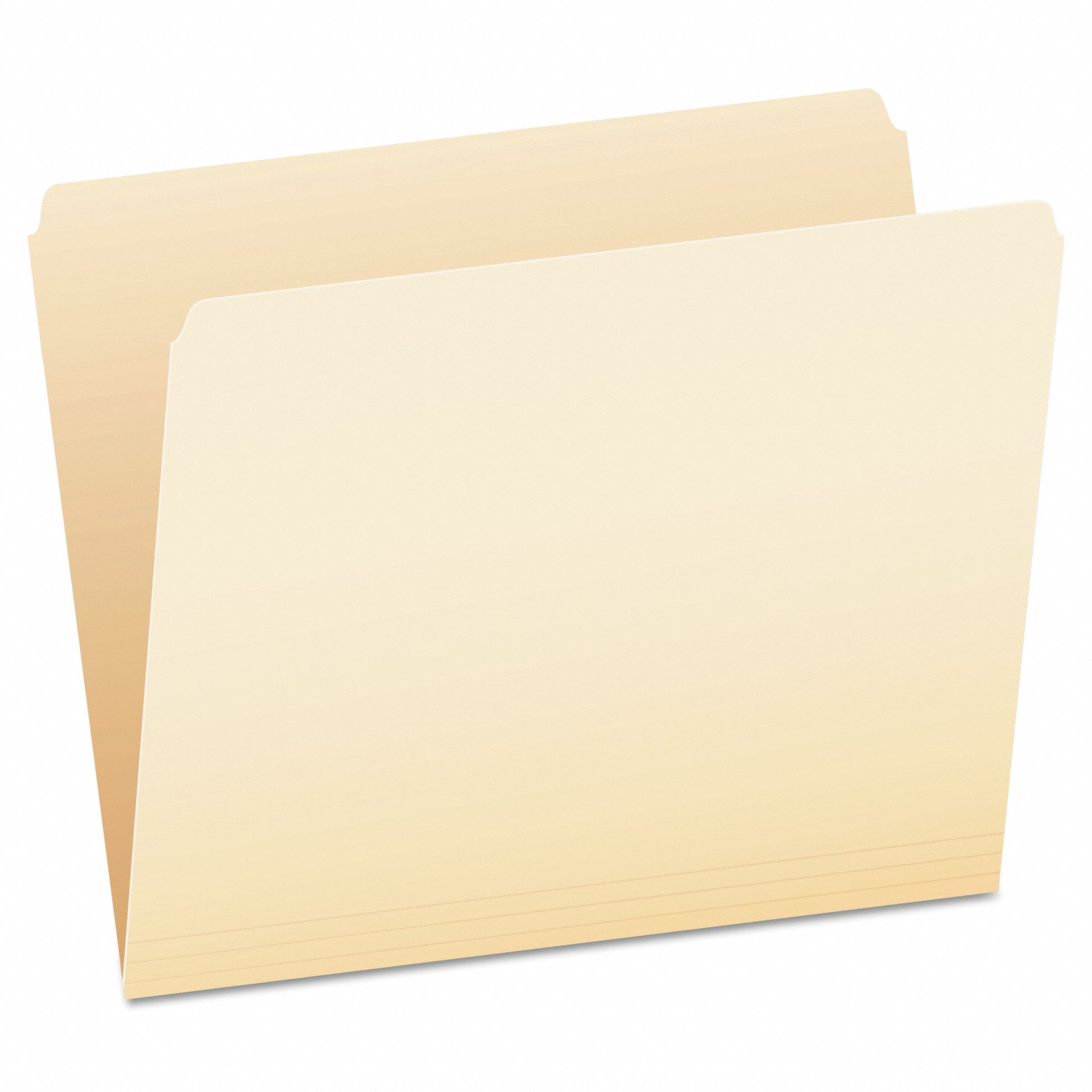 File Folders: 8 1/2 in Ht, 11 in Wd, Manila, 11 pt. Manila, Top Tab Location, 100 PK