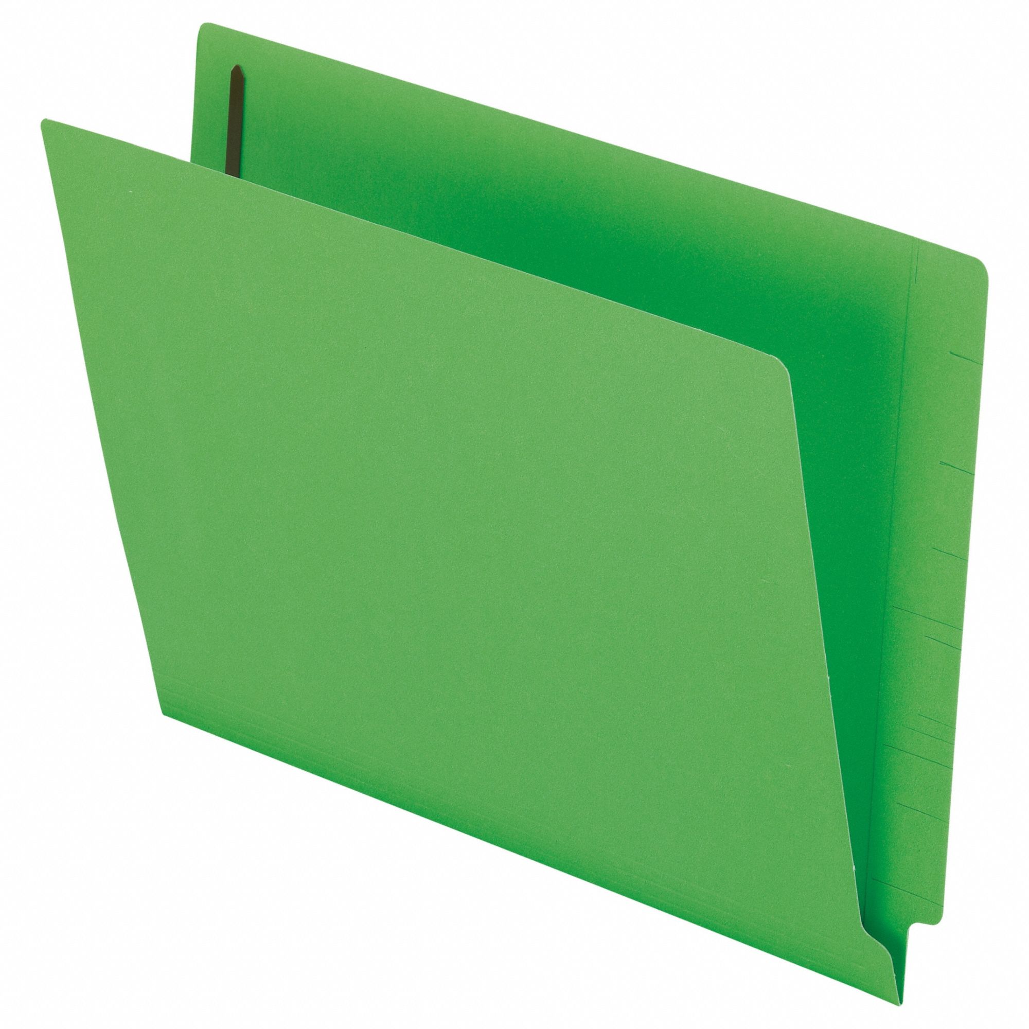 File Folders: 8 1/2 in Ht, 11 in Wd, Green, 11 pt. Stock, Side Tab Location, 50 PK