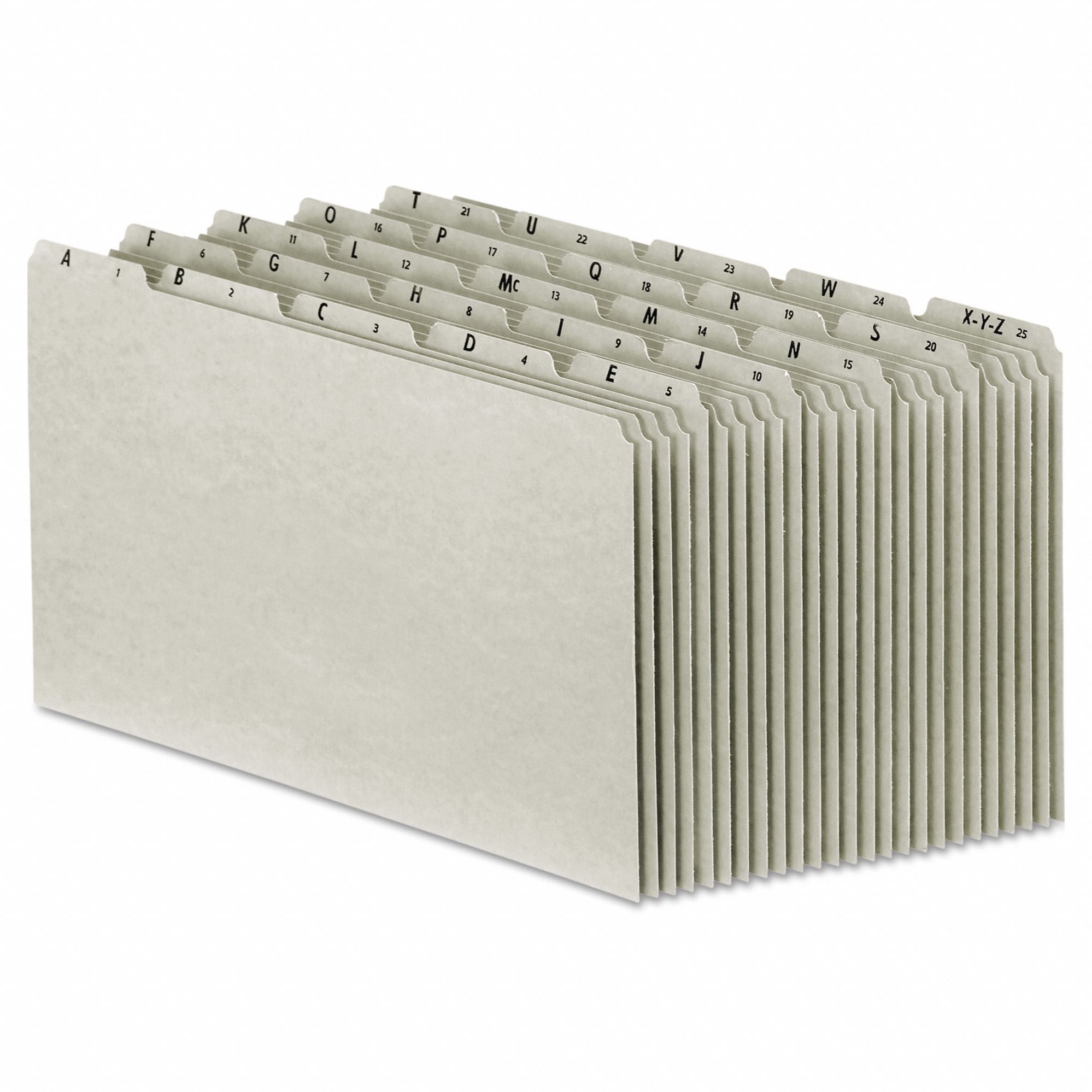 Index Tabs: A to Z Tabs, 25 Tabs, Gray, 10 in Overall Wd, 5/8 in Overall Ht, 25 PK