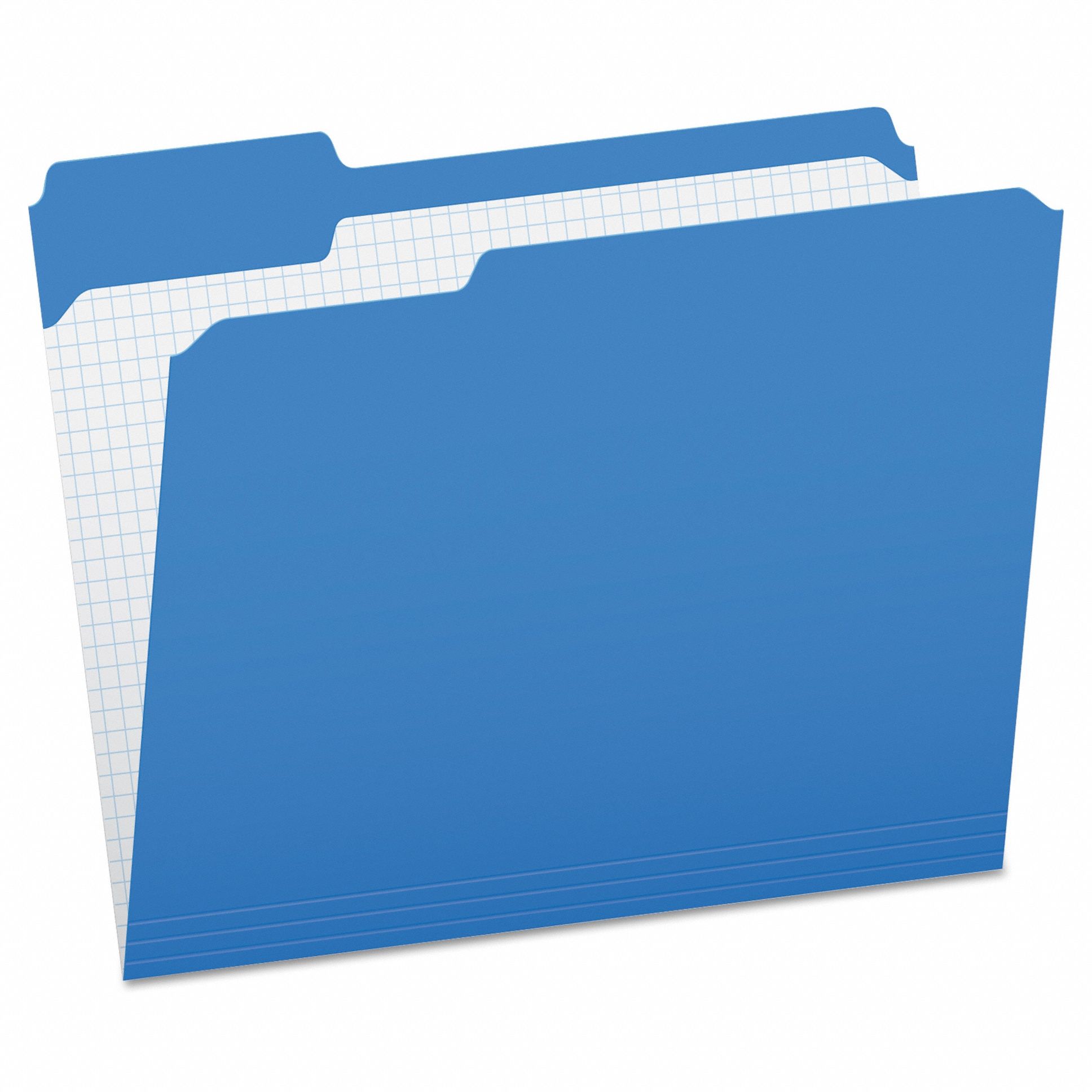File Folders: 8 1/2 in Ht, 11 in Wd, Blue, 11 pt. Stock, Top Tab Location, 100 PK
