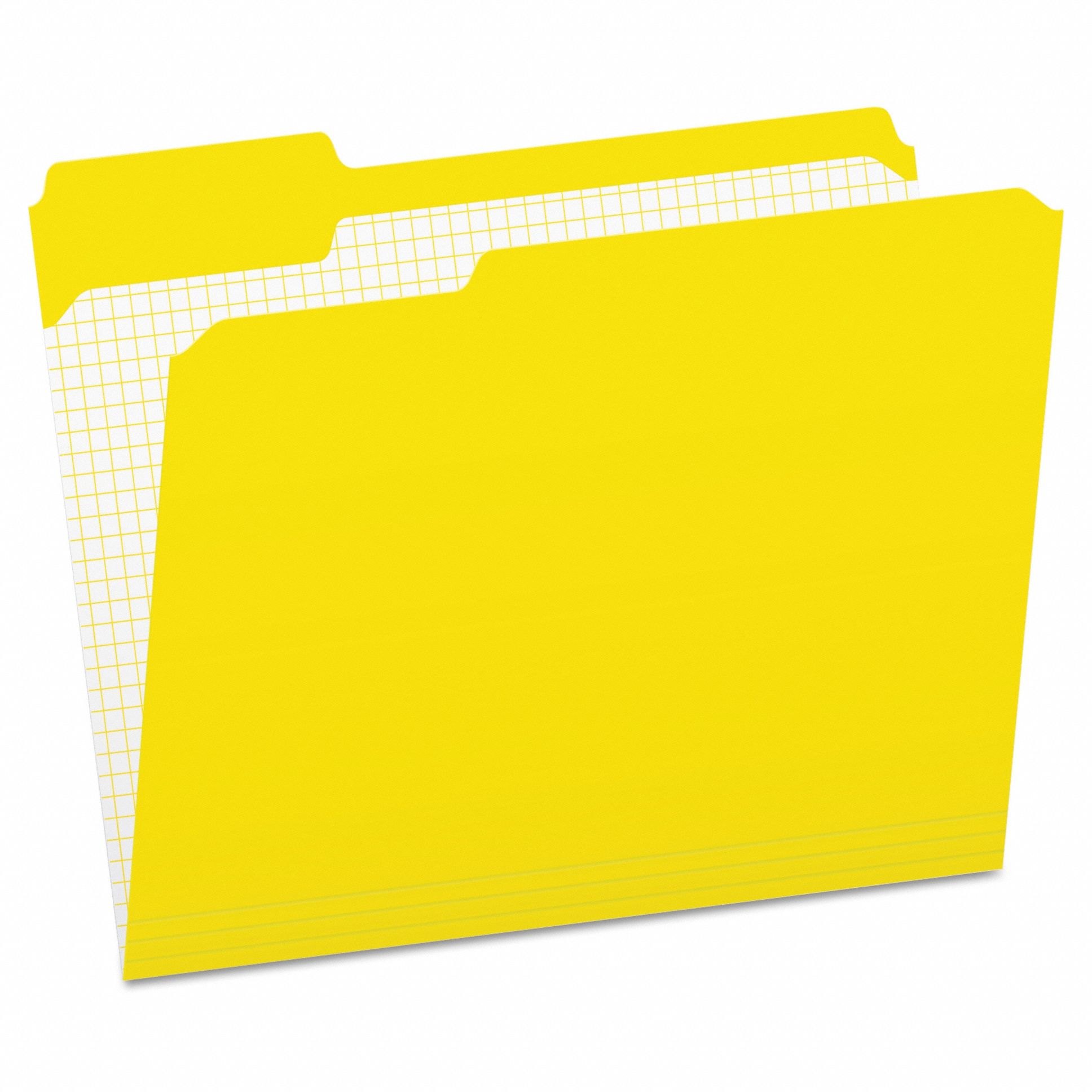 File Folders: 8 1/2 in Ht, 11 in Wd, Yellow, 11 pt. Stock, Top Tab Location, 100 PK