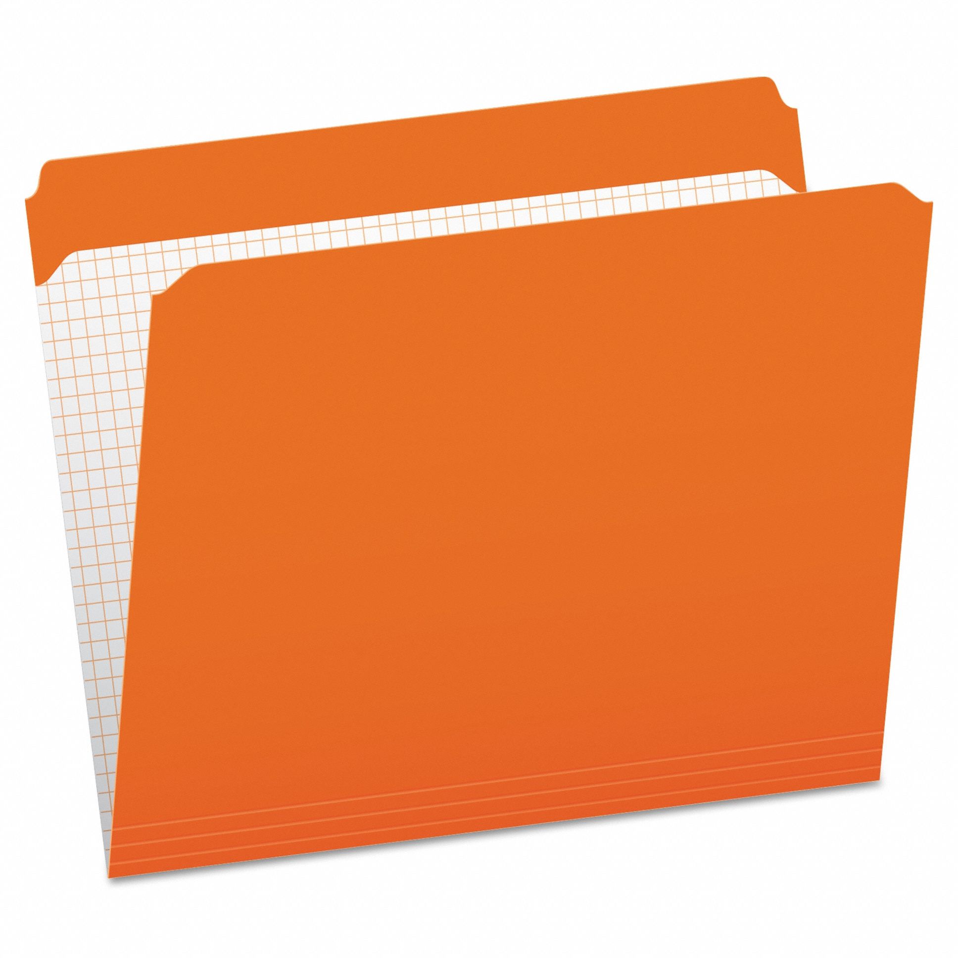 File Folders: 8 1/2 in Ht, 11 in Wd, Orange, 11 pt. Stock, Top Tab Location, 100 PK