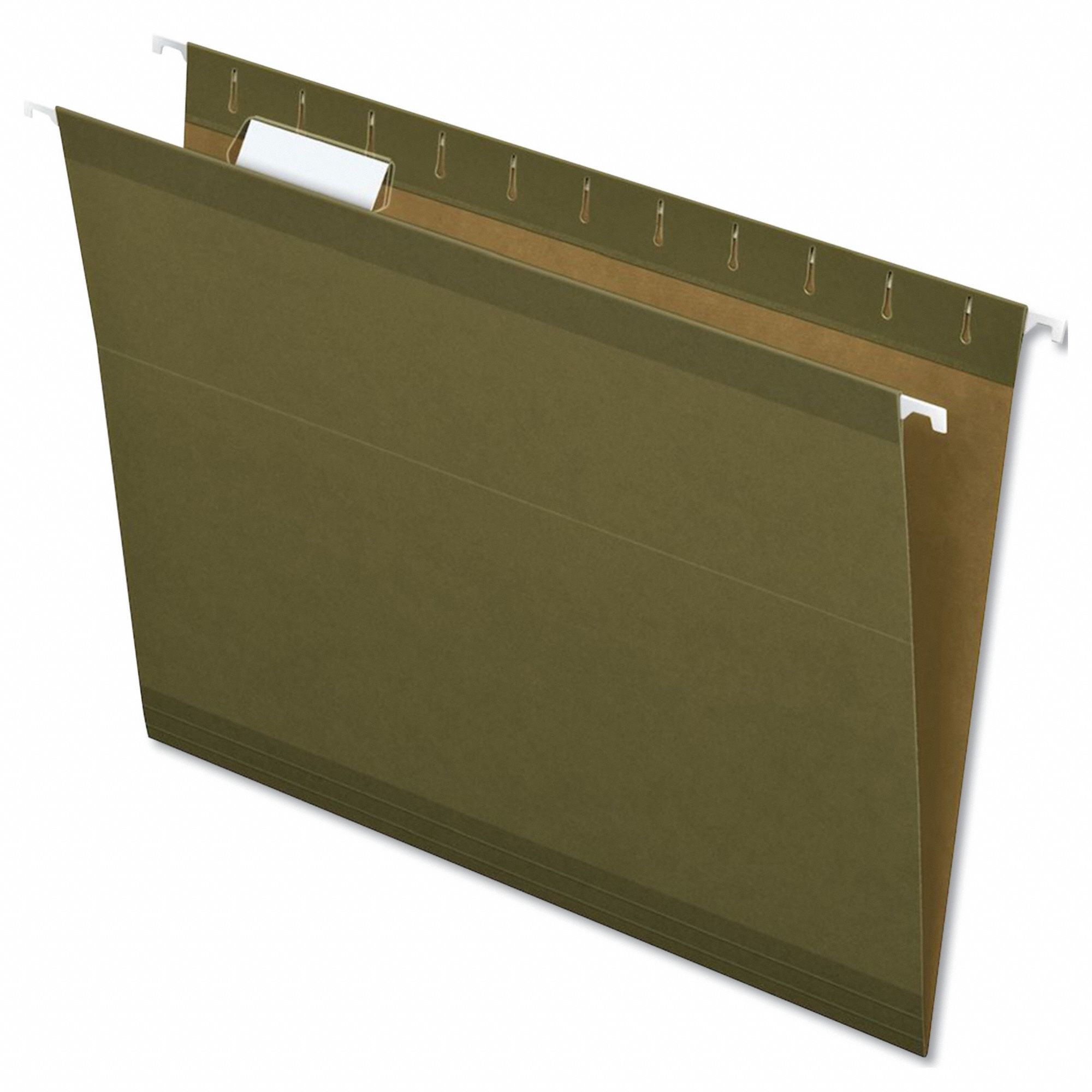 File Folders: 8 1/2 in Ht, 11 in Wd, Green, 11 pt. Stock, Top Tab Location, 25 PK