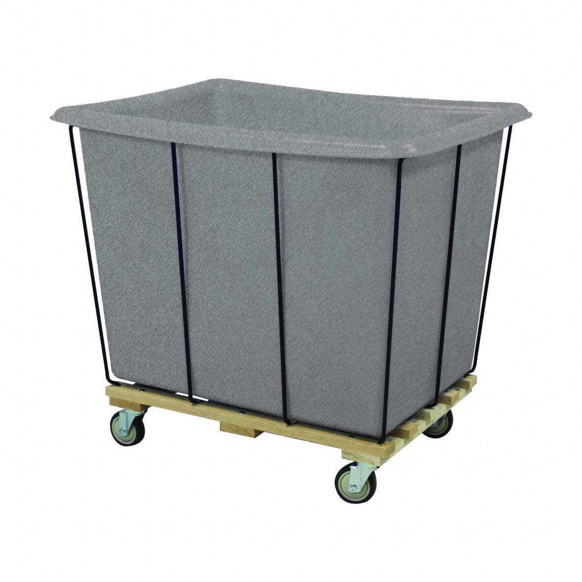 Poly Liner Wood Base Truck: Granite Gray, (4) Swivel, Corner, 40 in Overall Lg