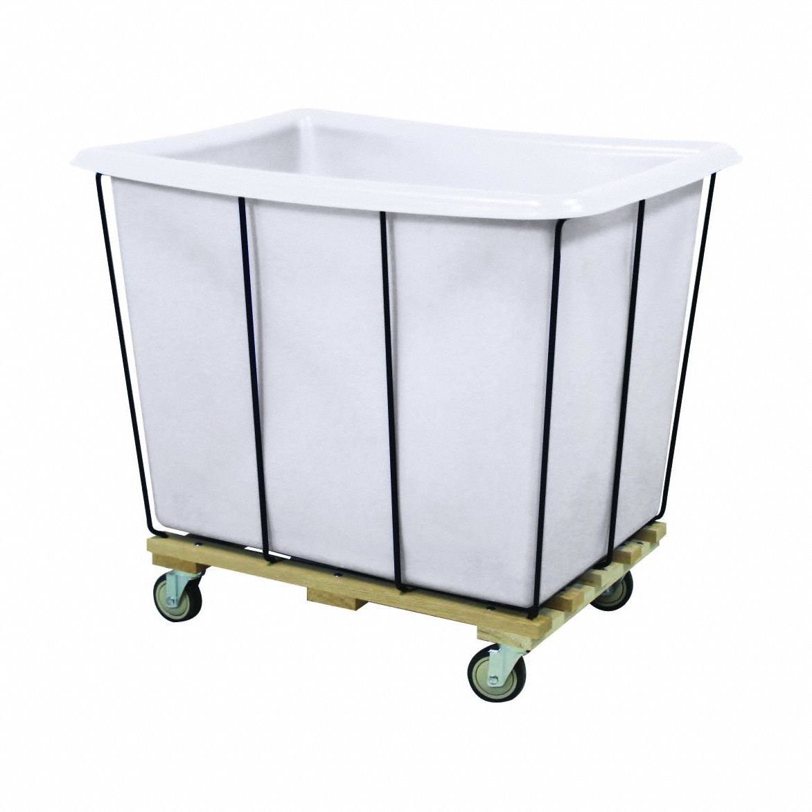 Poly Liner Wood Base Truck: White, (4) Swivel, Corner, 10 bu Truck Capacity