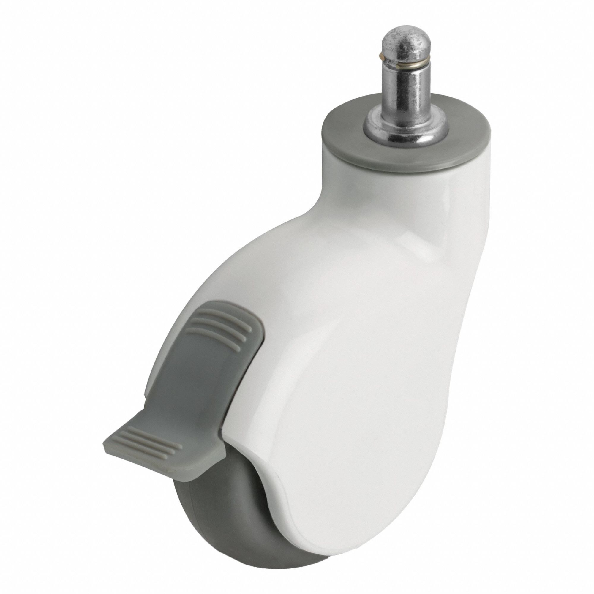 Plate Casters: Swivel, Face Brake, 3 in Wheel Dia., 1 in Wheel Wd, 4 in Mounting Ht, Stem