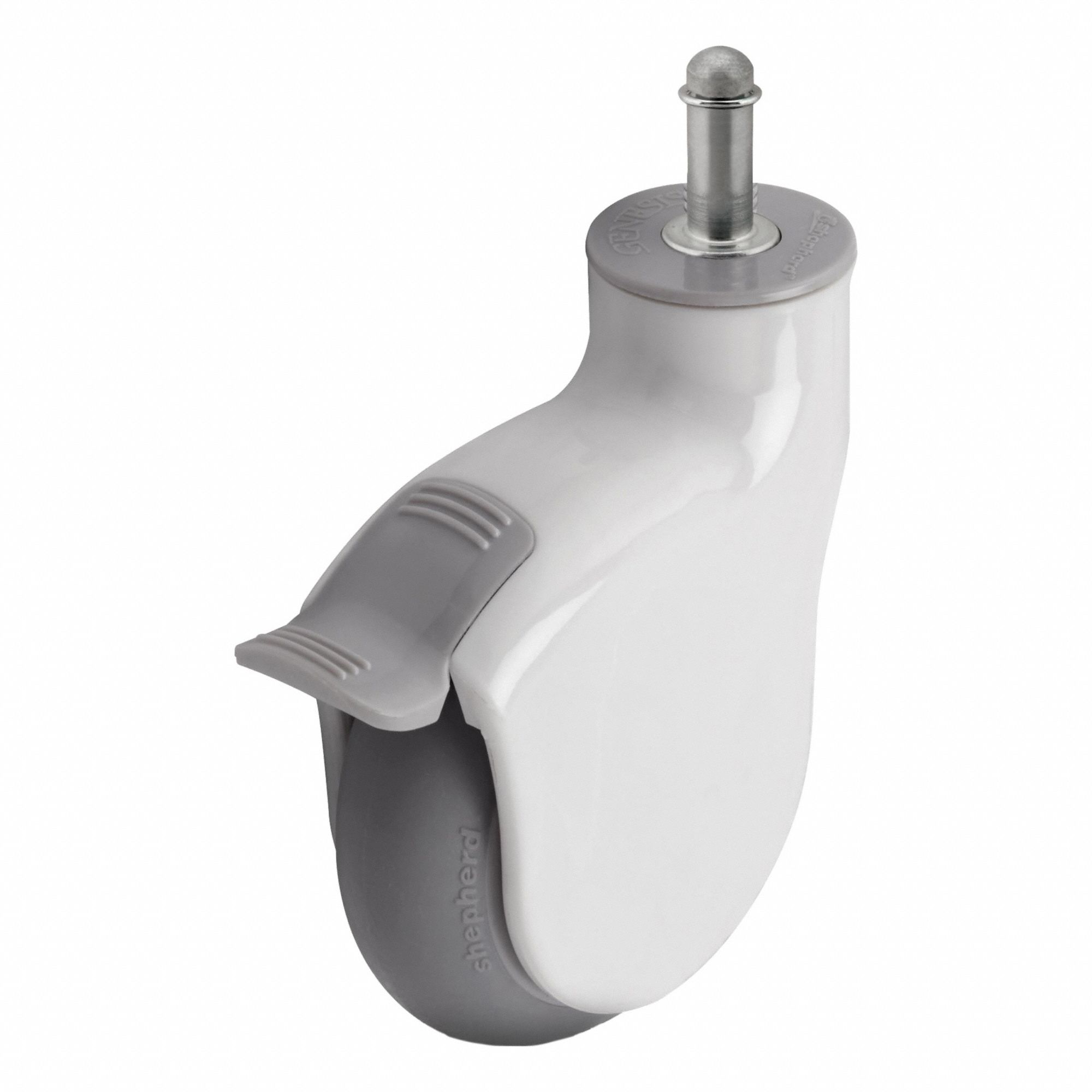 Plate Casters: Swivel, Face Brake, 4 in Wheel Dia., 1 1/4 in Wheel Wd, Rubber, Stem, Inch