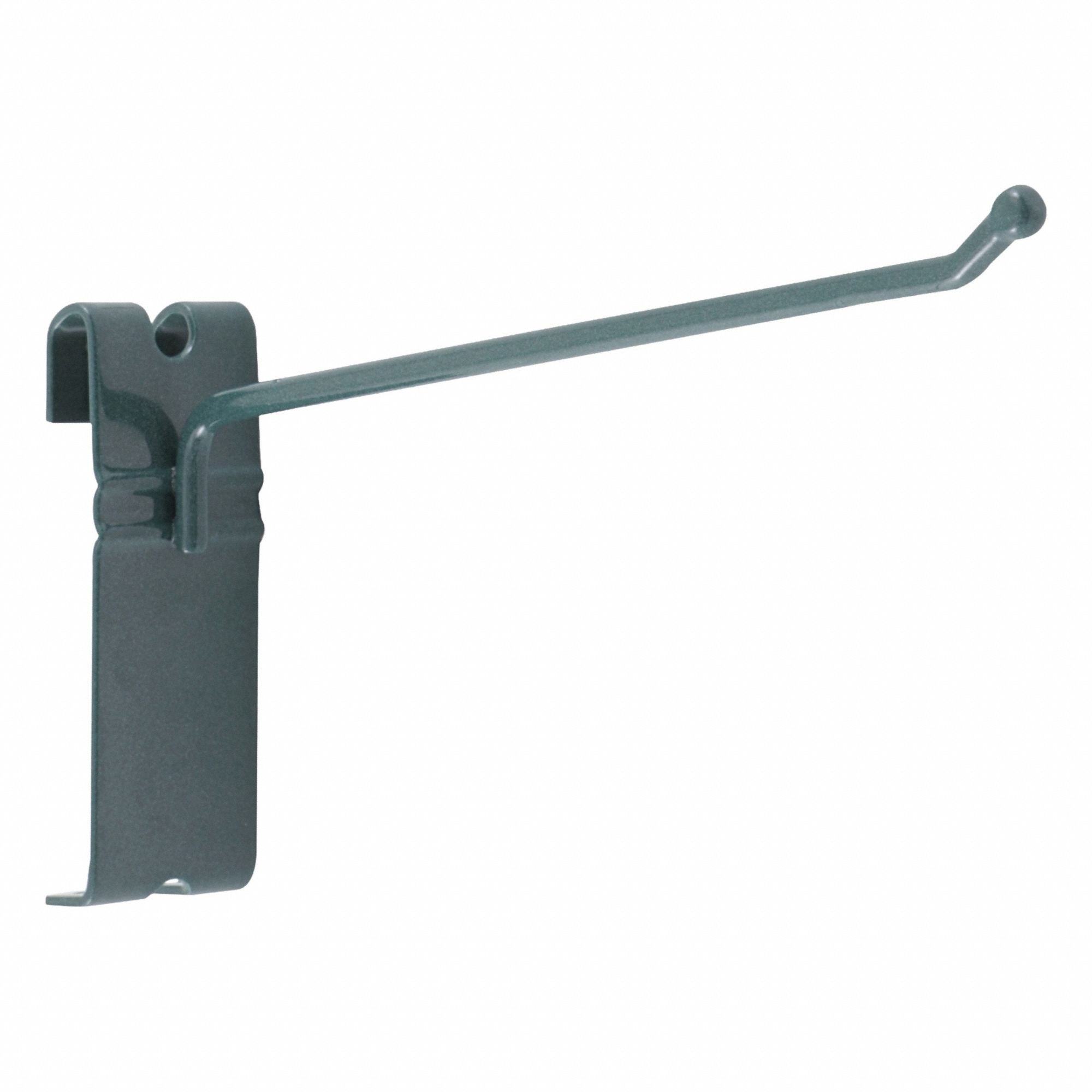 Hook: 1 1/4 in x 7 5/8 in x 5 5/8 in, 50 lb Load Capacity, Steel, Epoxy Coated, Green