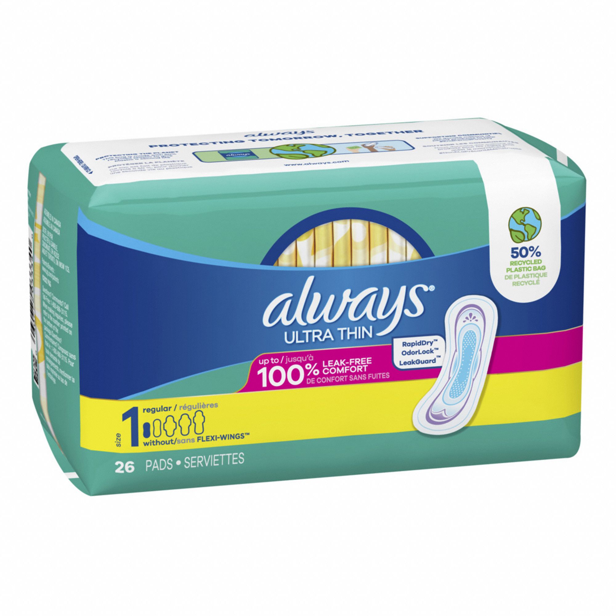 ALWAYS SANITARY NAPKIN,153/4 IN L,CA12 Feminine Hygiene Products