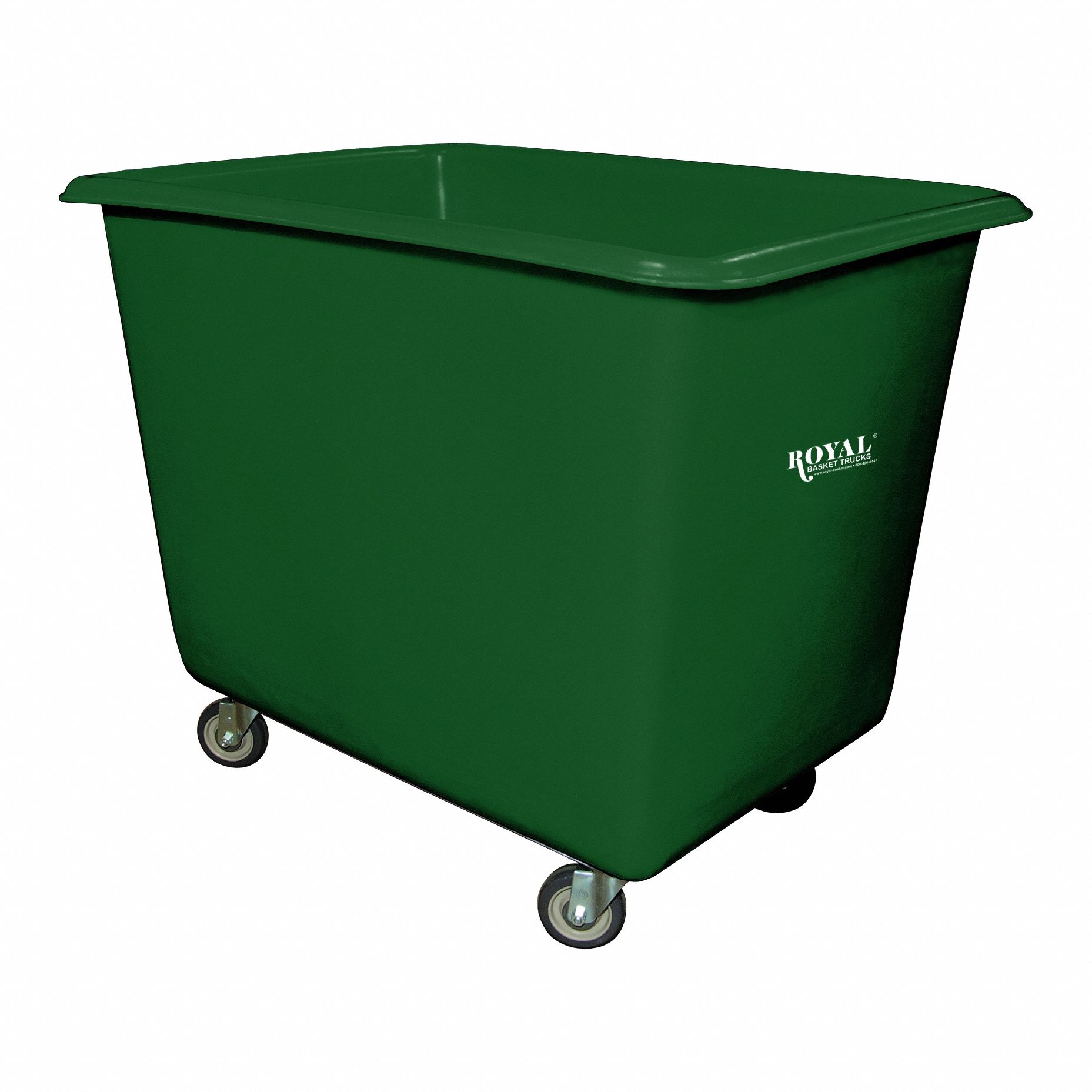 Poly Truck Metal Base: Green, (2) Rigid/(2) Swivel, Corner, 10 bu Truck Capacity
