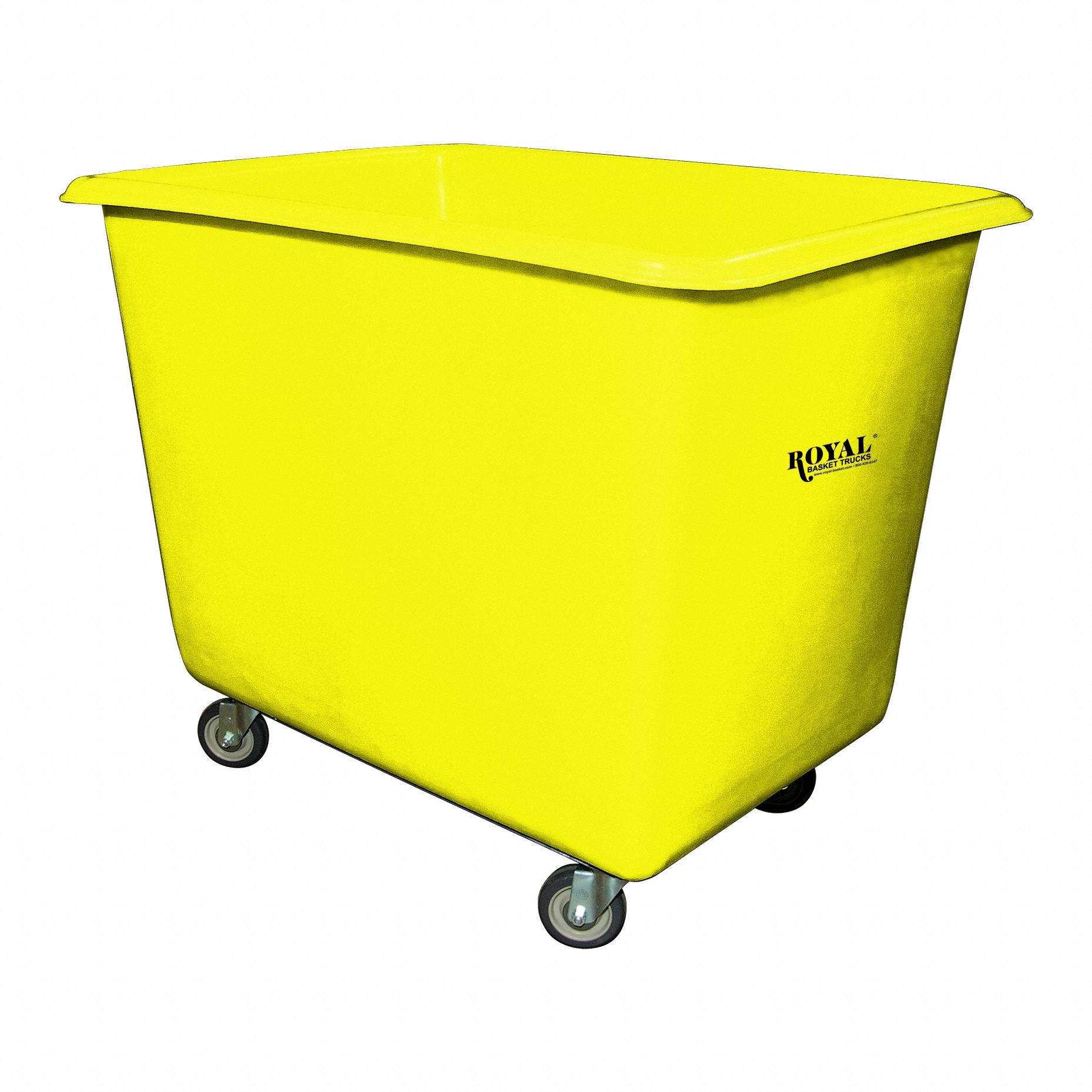 Poly Truck Metal Base: Yellow, (2) Rigid/(2) Swivel, Corner, 44 in Overall Lg