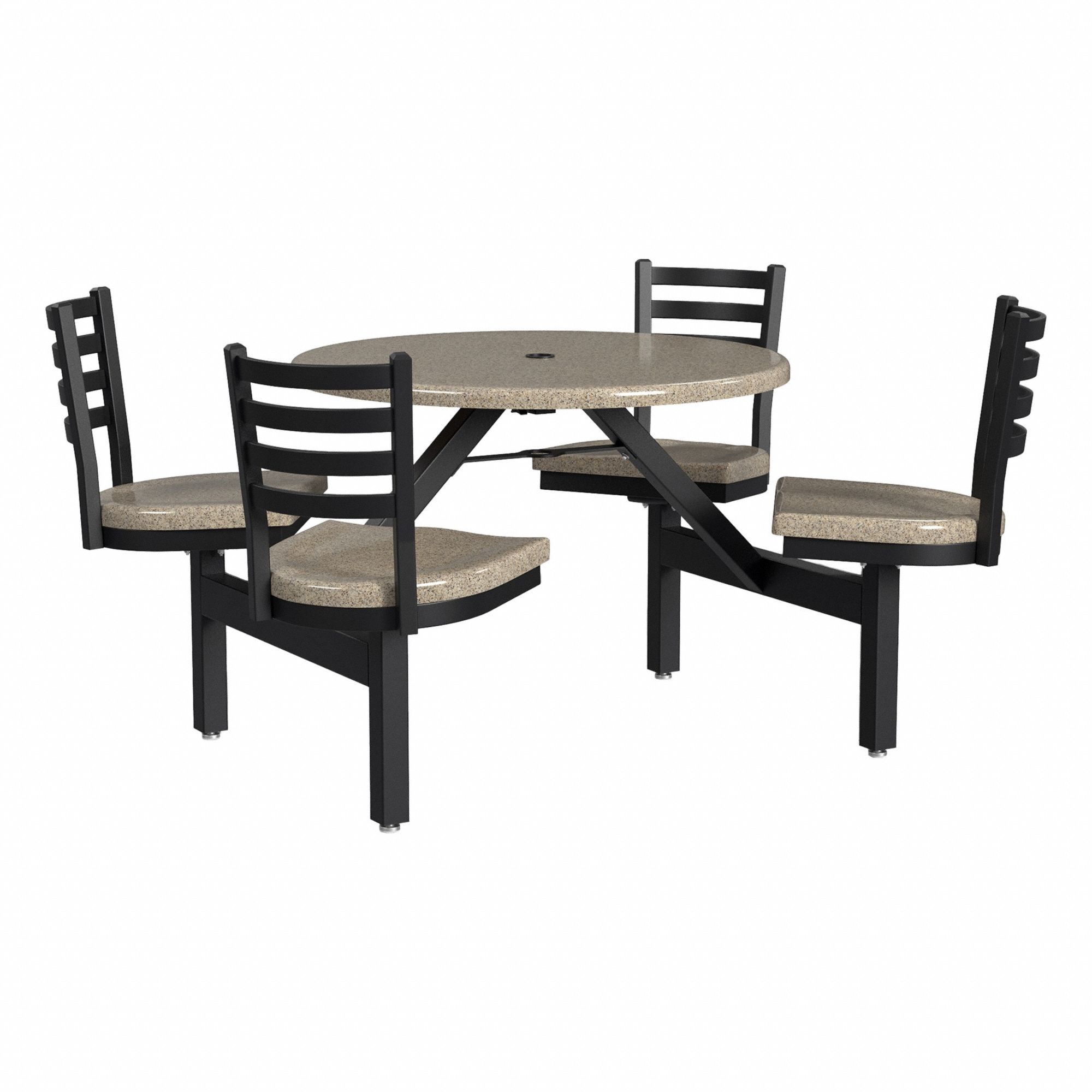 Picnic Table: Fiberglass, Fiberglass, Brown, 33 1/8 in Overall Ht, 64 in Overall Dia