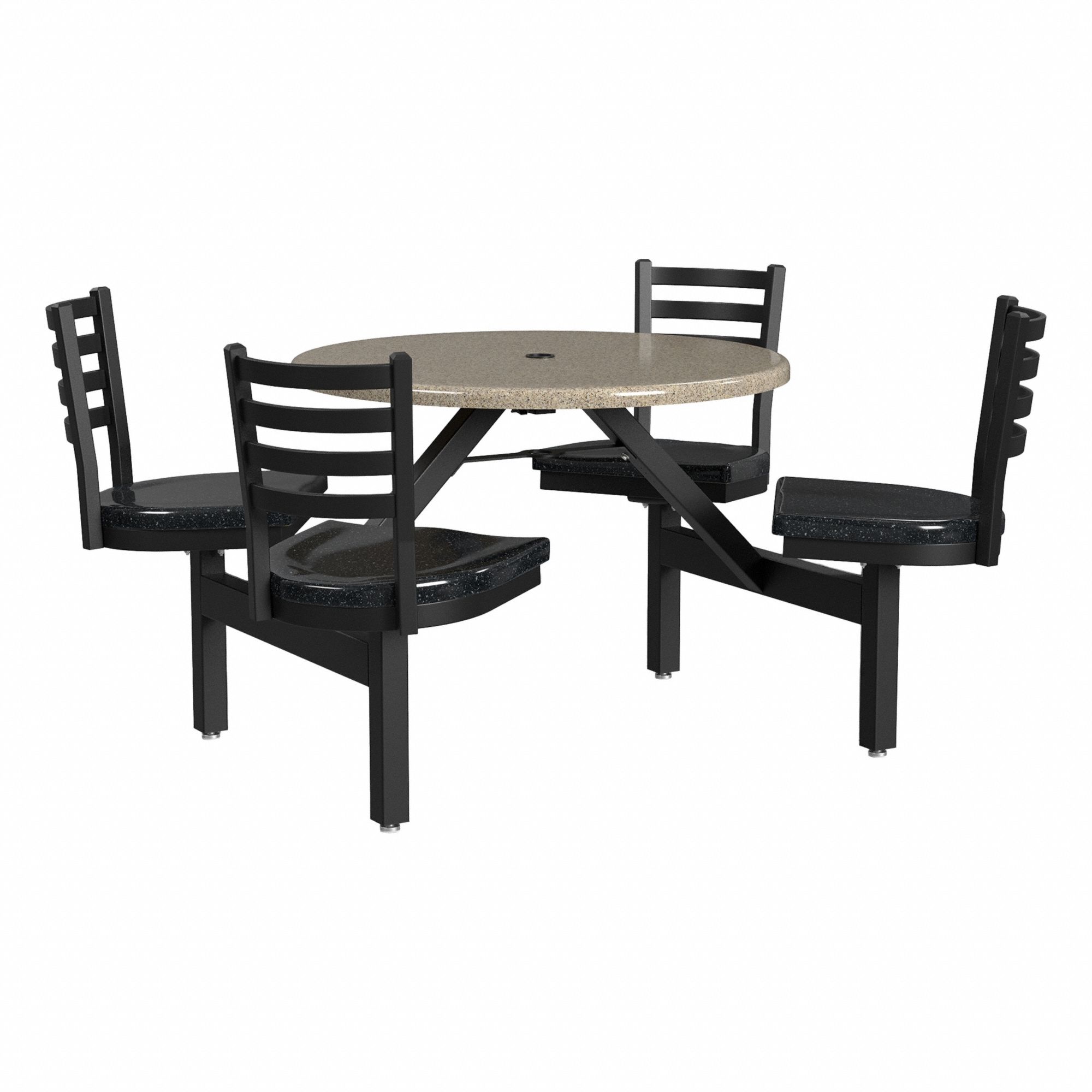 Picnic Table: Fiberglass, Fiberglass, Brown, 33 1/8 in Overall Ht, 64 in Overall Dia
