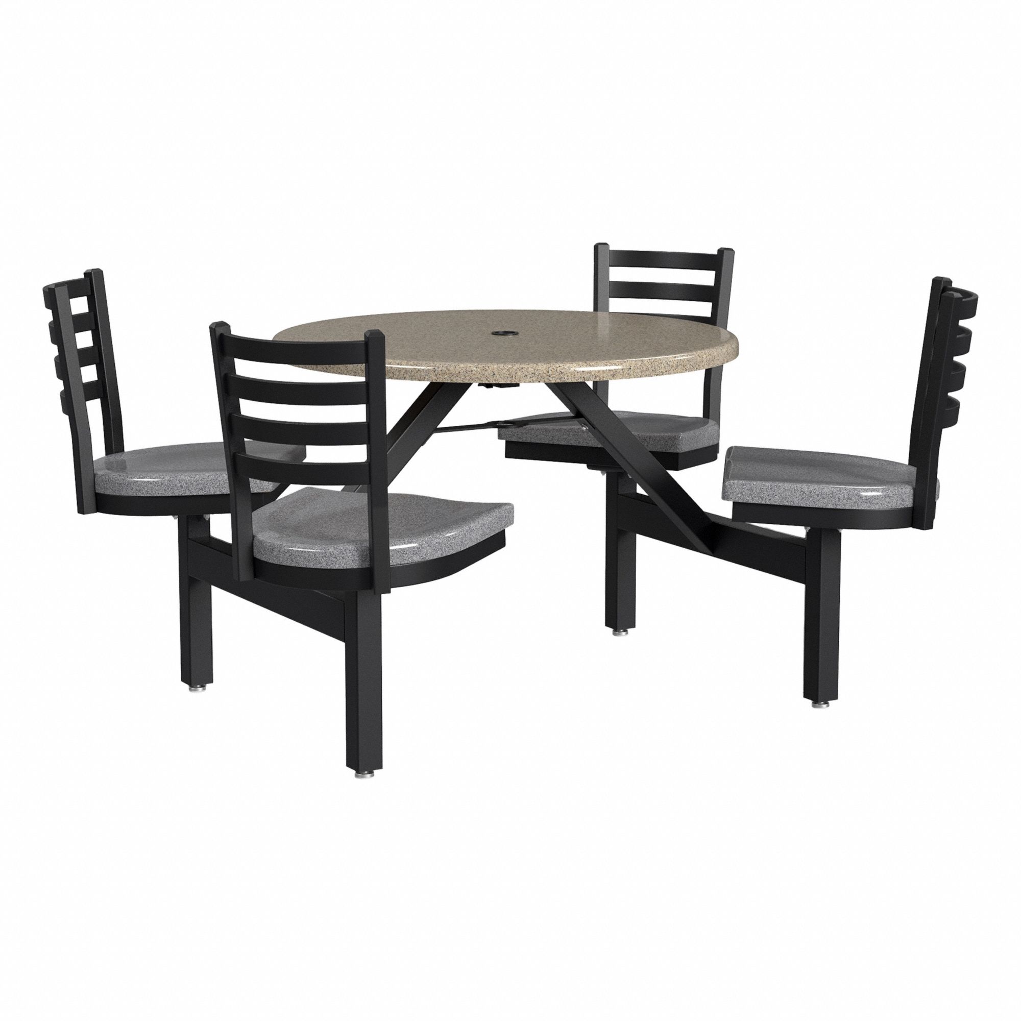 Picnic Table: Fiberglass, Fiberglass, Brown, 33 1/8 in Overall Ht, 64 in Overall Dia