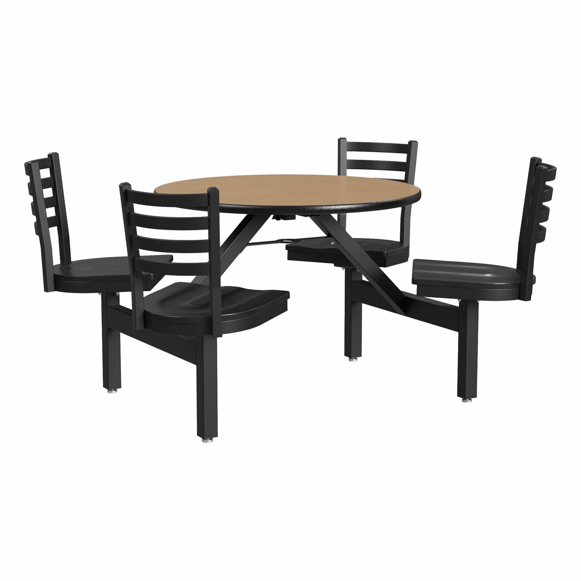 Cafeteria Stool Table: Maple, Chair Seat, 33 1/8 in Overall Ht, 64 in Overall Dia