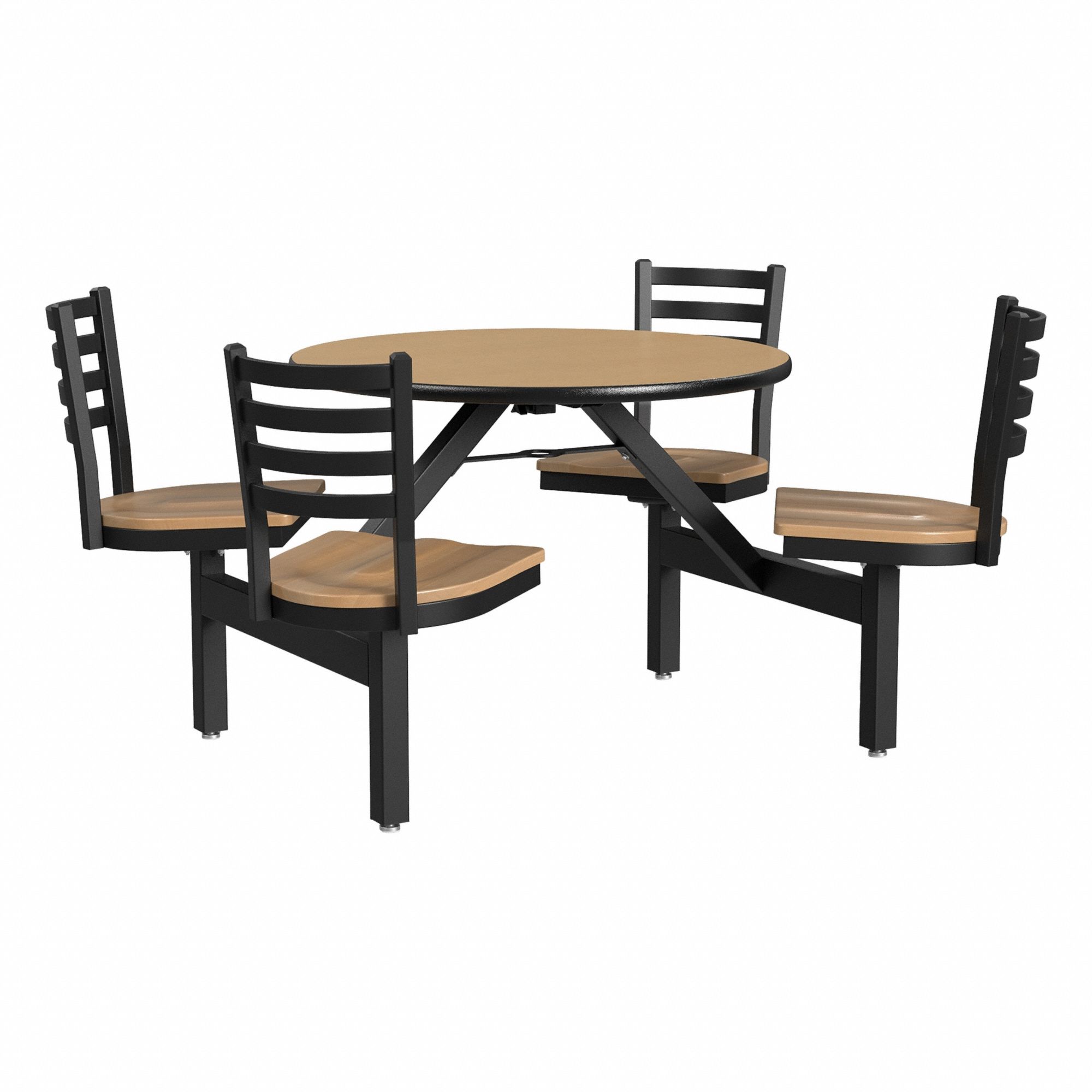 Cafeteria Stool Table: Maple, Chair Seat, 33 1/8 in Overall Ht, 64 in Overall Dia