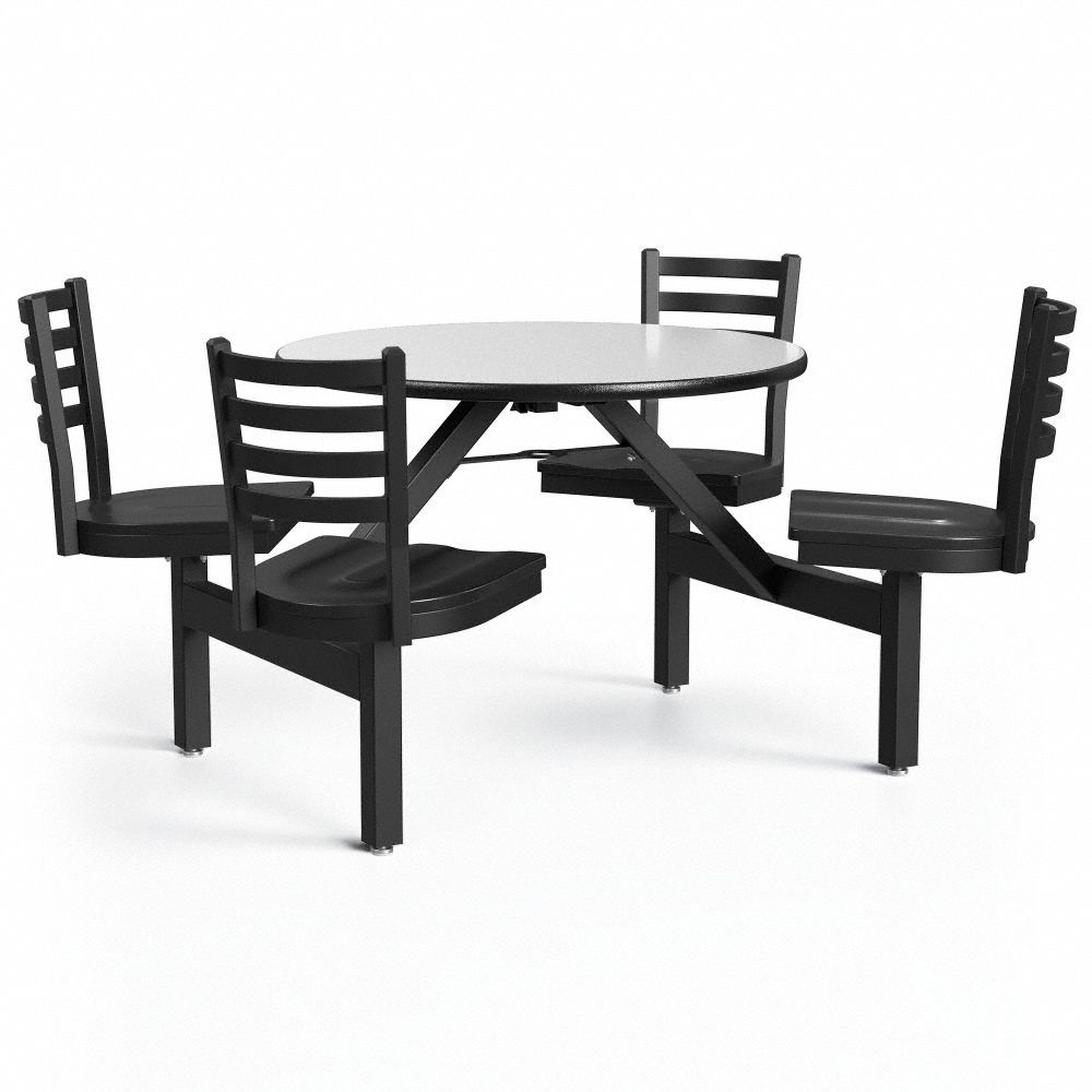 Cafeteria Stool Table: Gray, Chair Seat, 33 1/8 in Overall Ht, 64 in Overall Dia