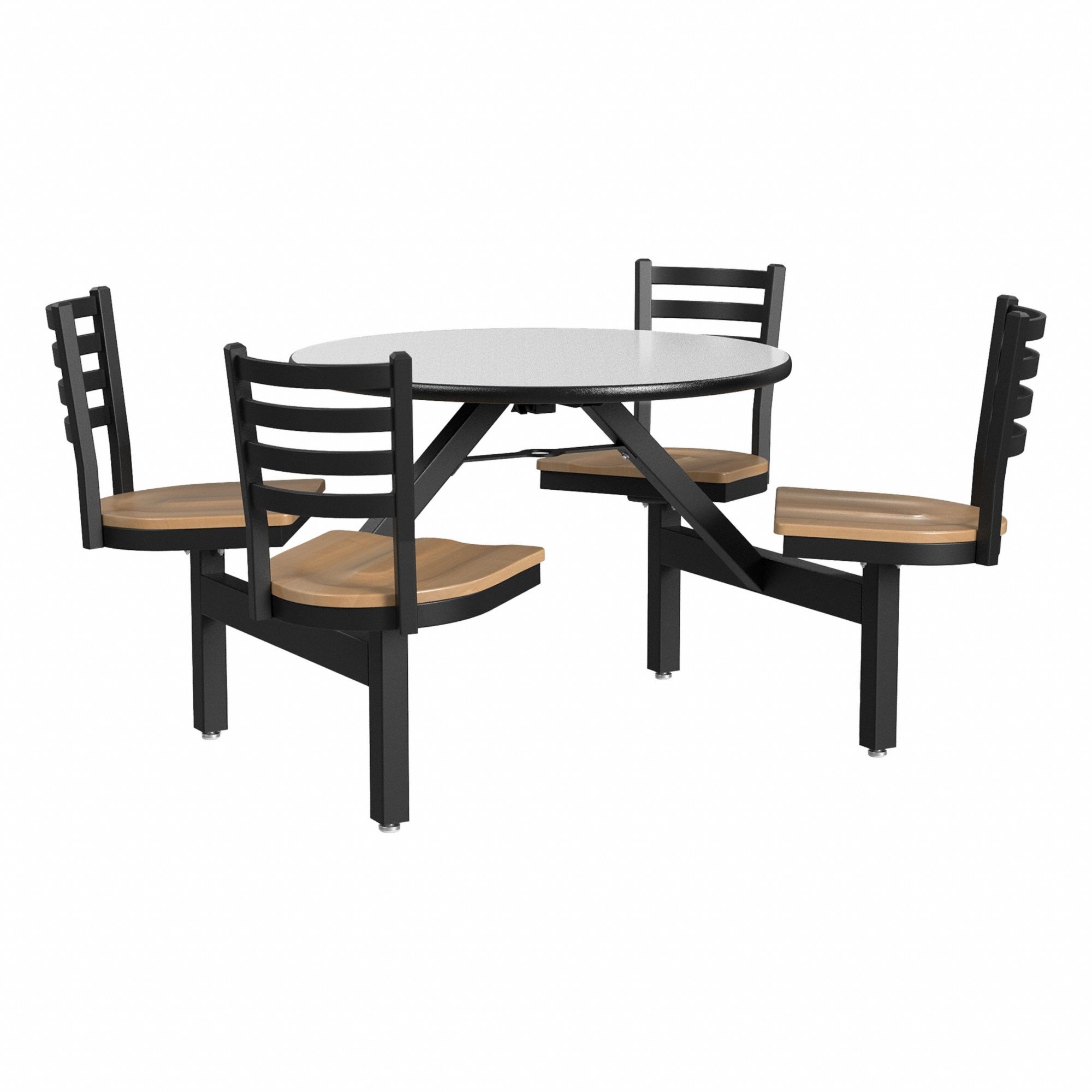Cafeteria Stool Table: Gray, Chair Seat, 33 1/8 in Overall Ht, 64 in Overall Dia