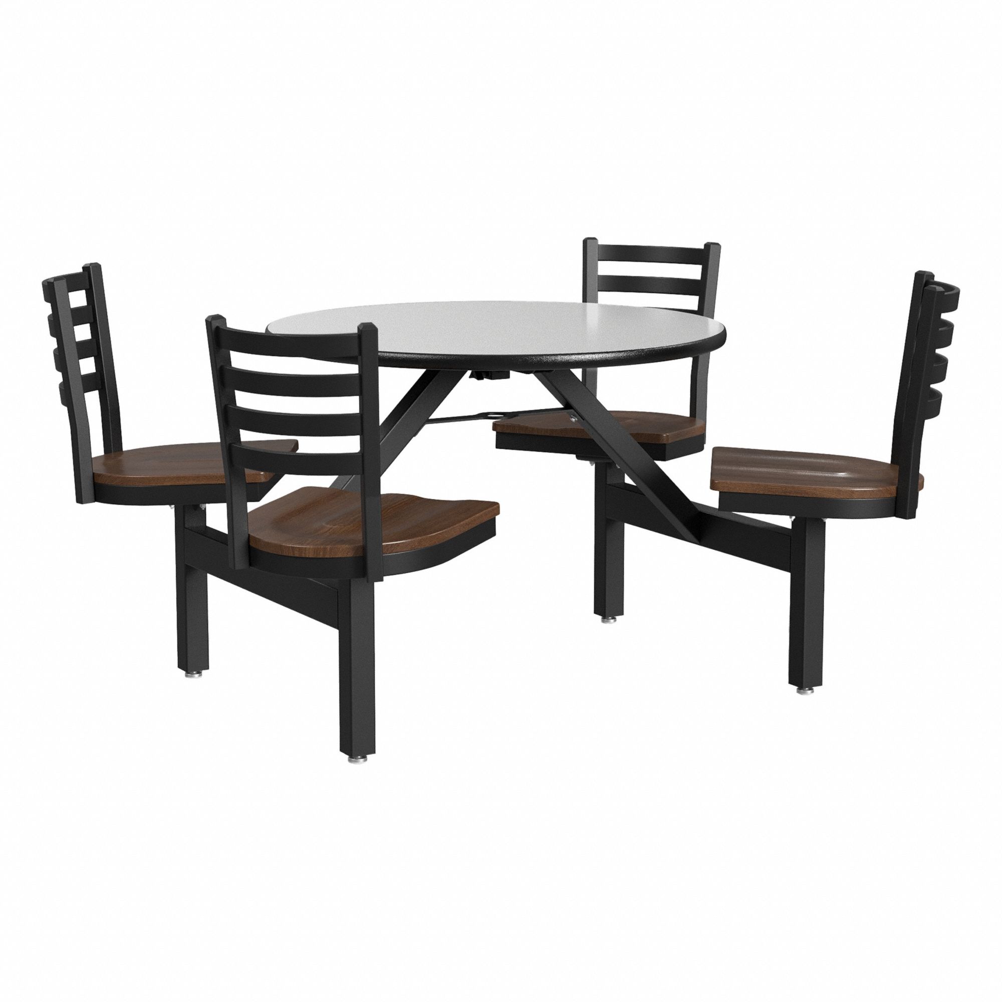 Cafeteria Stool Table: Gray, Chair Seat, 33 1/8 in Overall Ht, 64 in Overall Dia