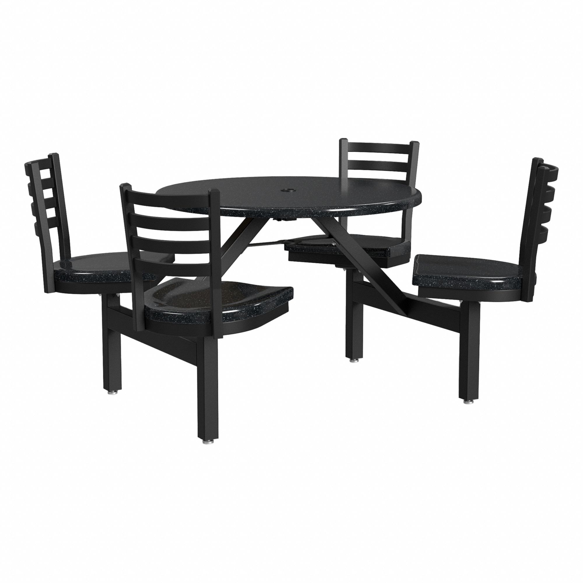Picnic Table: Fiberglass, Fiberglass, Black/Gray, 33 1/8 in Overall Ht