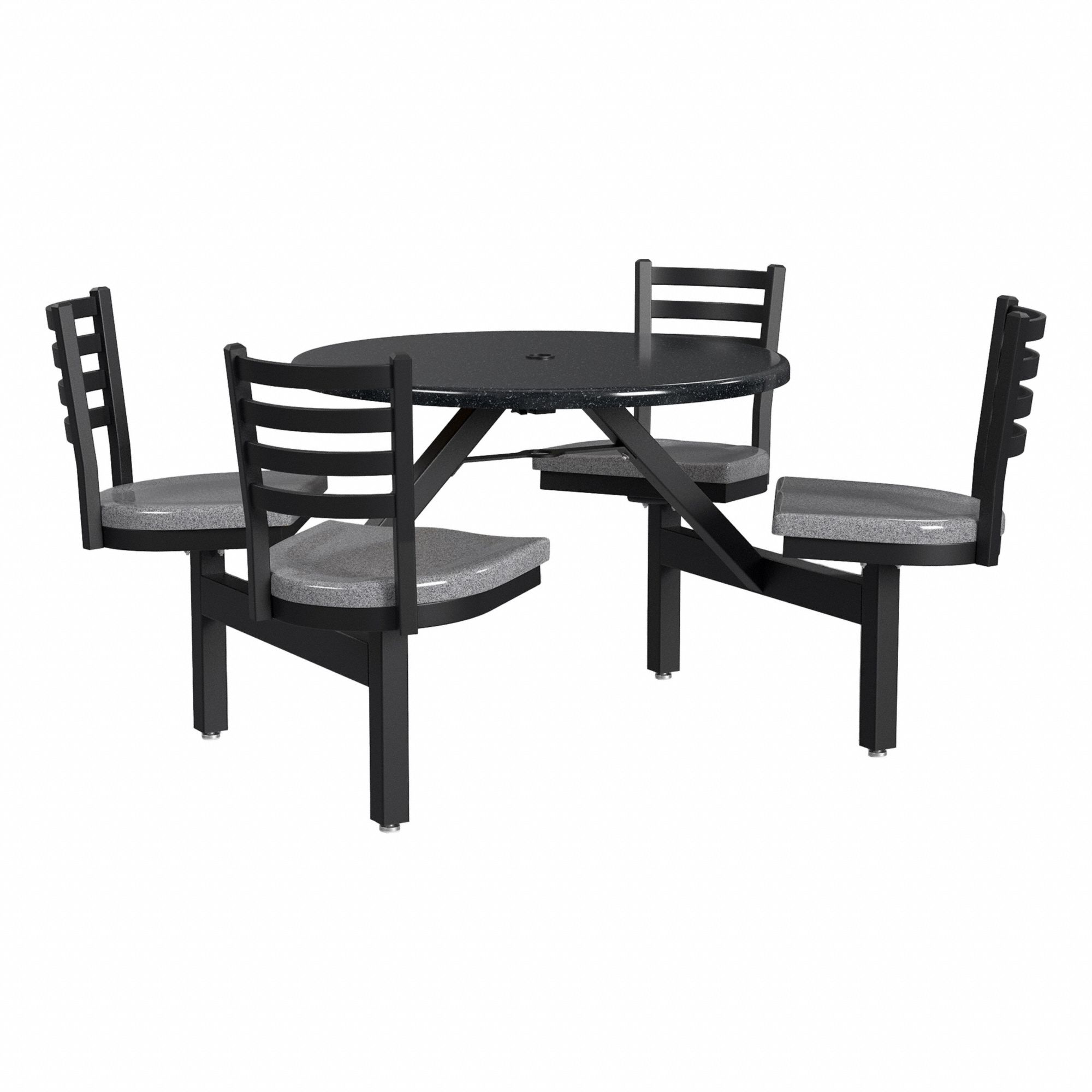 Picnic Table: Fiberglass, Fiberglass, Black/Gray, 33 1/8 in Overall Ht