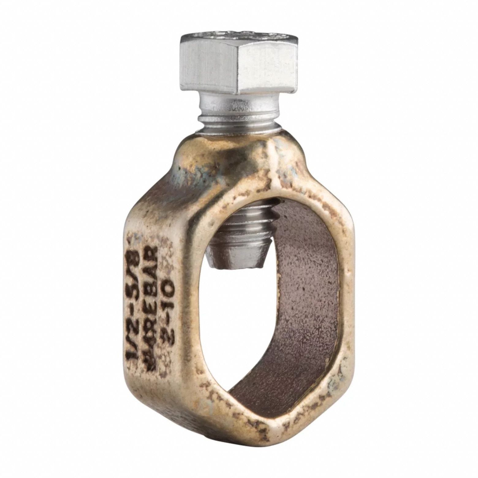 Grounding Connector: Bronze, 8 AWG SOL to 2 AWG STR Grounding Wire Size, 1 Grounding Wires