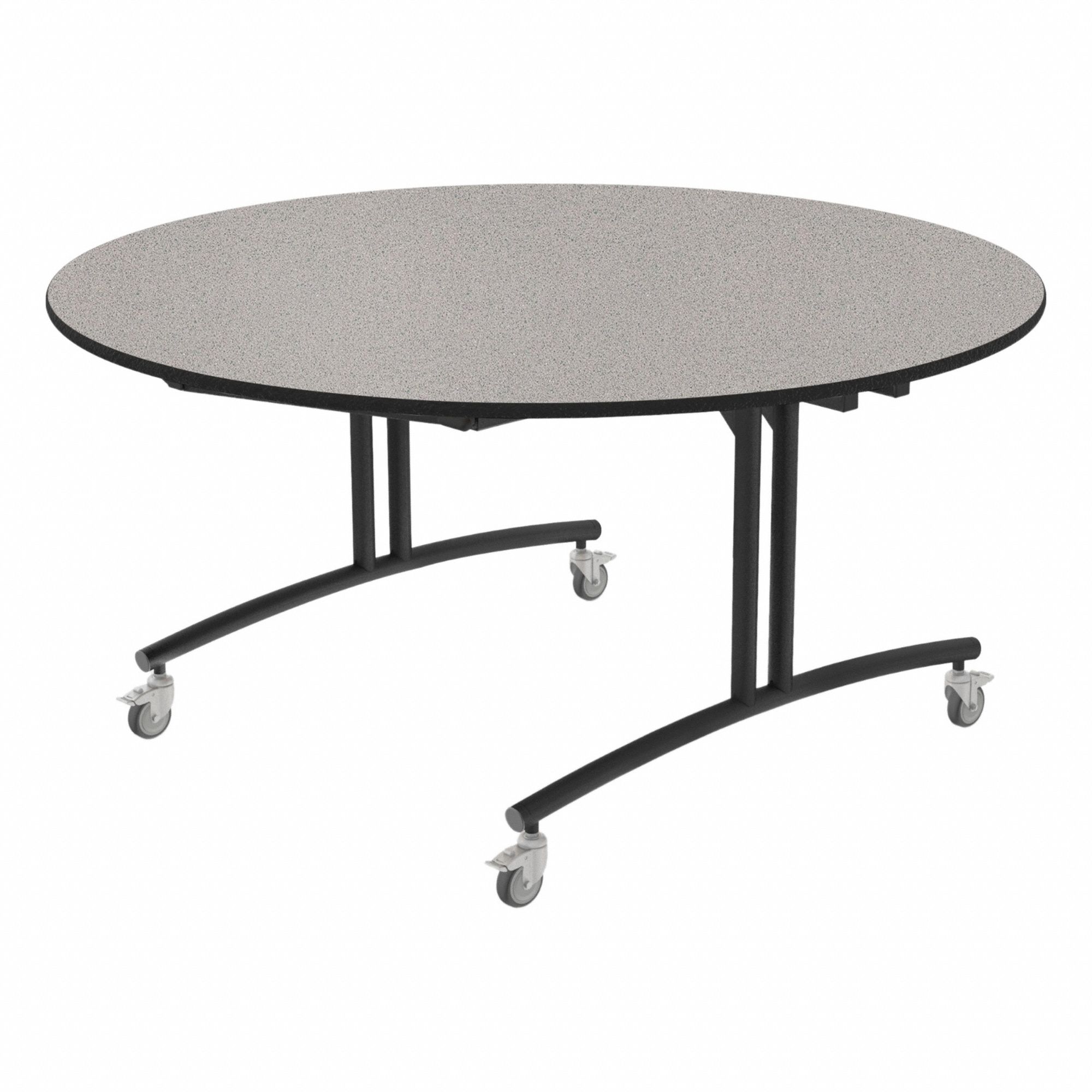 Folding Table: Gray Glace, 30 in Overall Ht, 60 in Overall Dia, Circle, 4 Casters