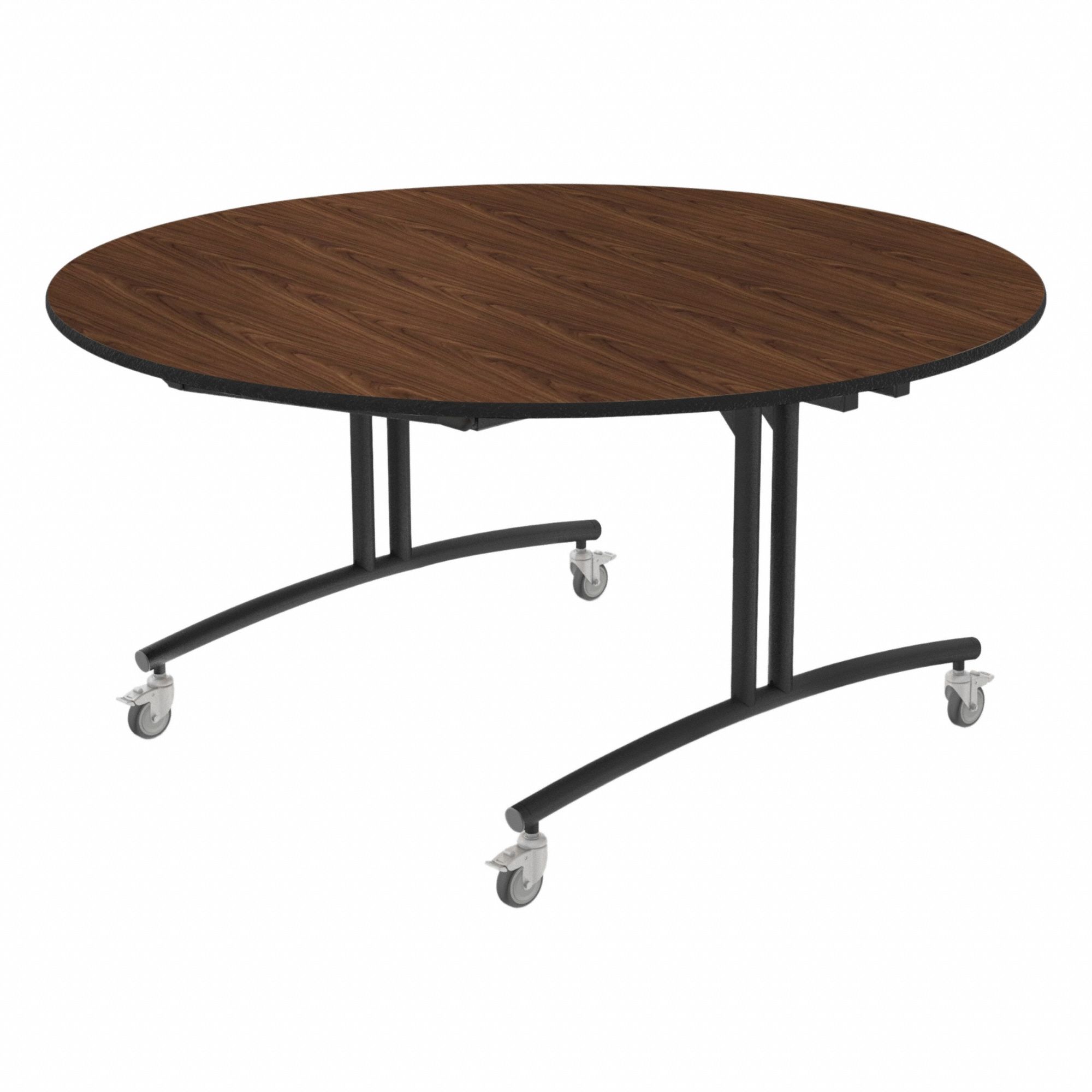 Folding Table: Montana Walnut, 30 in Overall Ht, 60 in Overall Dia, Circle, Laminate