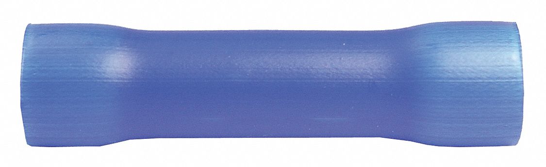 BUTT CONNECTOR, FLARED, 600 V, 75 ° C, BLUE, 16-14 GA, VINYL/COPPER/ELECTRO-TIN, 50/PK