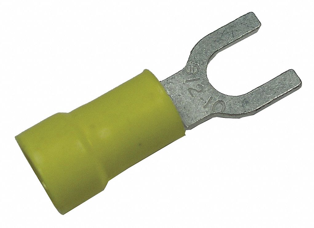 CONNECTOR, SPADE/INSULATE/CSA UL/ROHS/BUTT/RANGE 12-10, YELLOW, SIZE 10, VINYL/COPPER, PK50