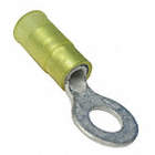 RING TERMINALS, 12-10 AWG, STUD SIZE 1/4 IN, NYLON, PK 50