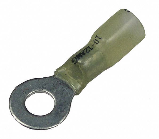 RING TERMINAL, 10 AWG TO 12 AWG, HEAT SHRINK, 5/16 IN