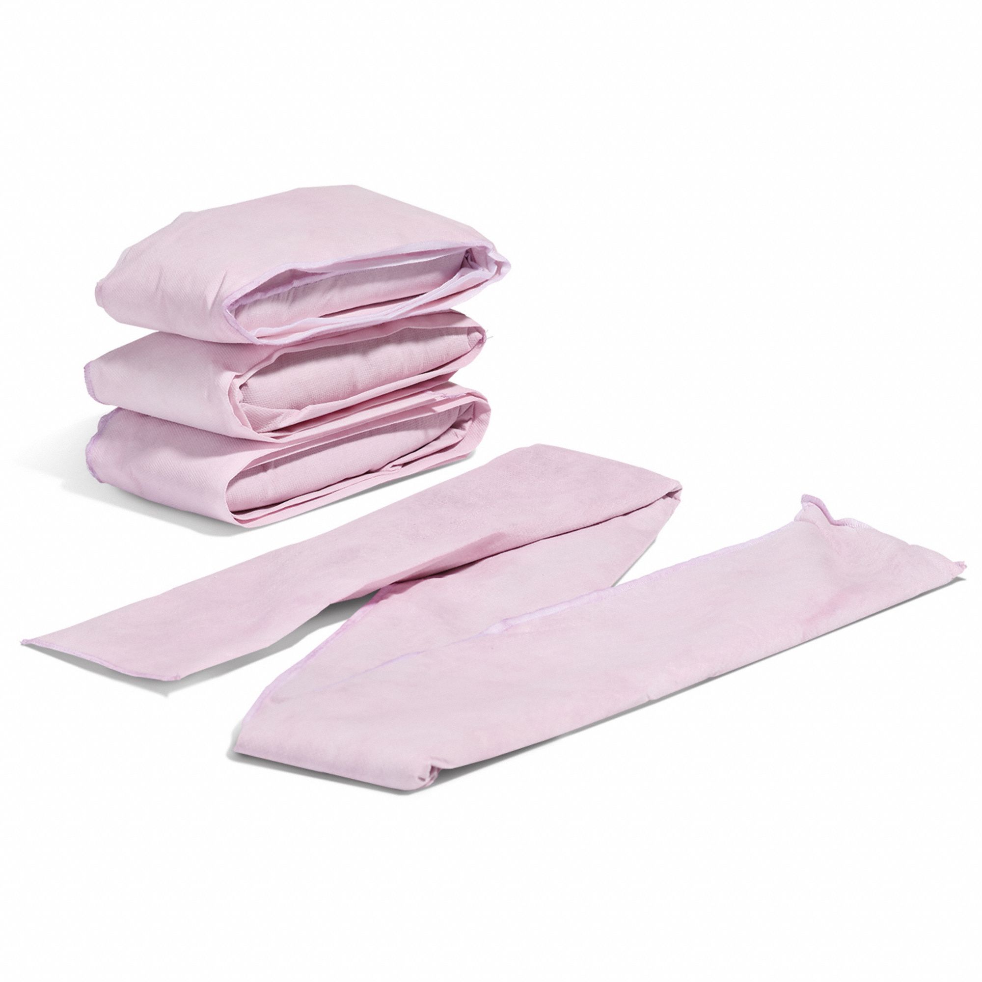Sorbent Sock: 4 ft Lg, 0.15 gal, No Connector, Pink, 4 PK