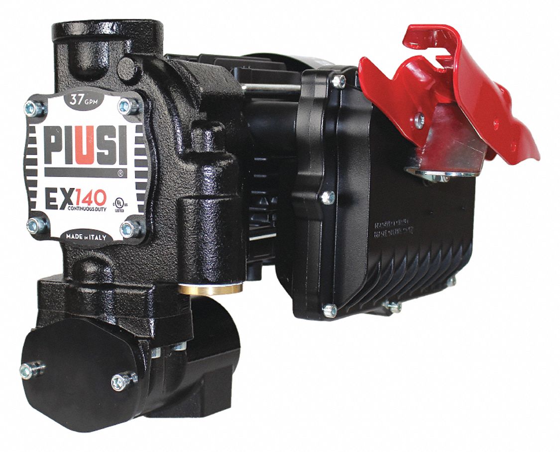 FUEL TRANSFER PUMP, ROTARY VANE, AUTOMATIC NOZZLE, 120 V, 1/2 HP, 37 GPM, 16 X 10 X 15 IN, CAST IRON
