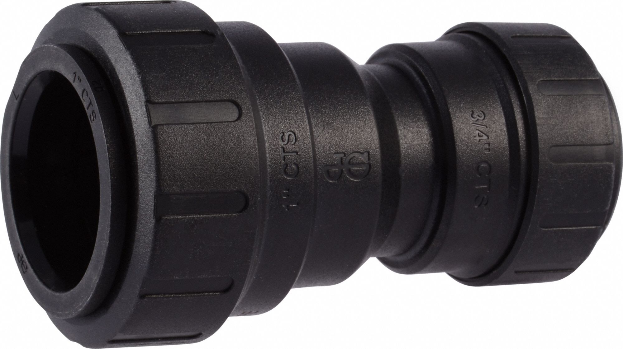 Push-Fit Coupling Fitting: 1 in Pipe x 3/4 in Pipe Size, Push-to-Connect x Push-to-Connect