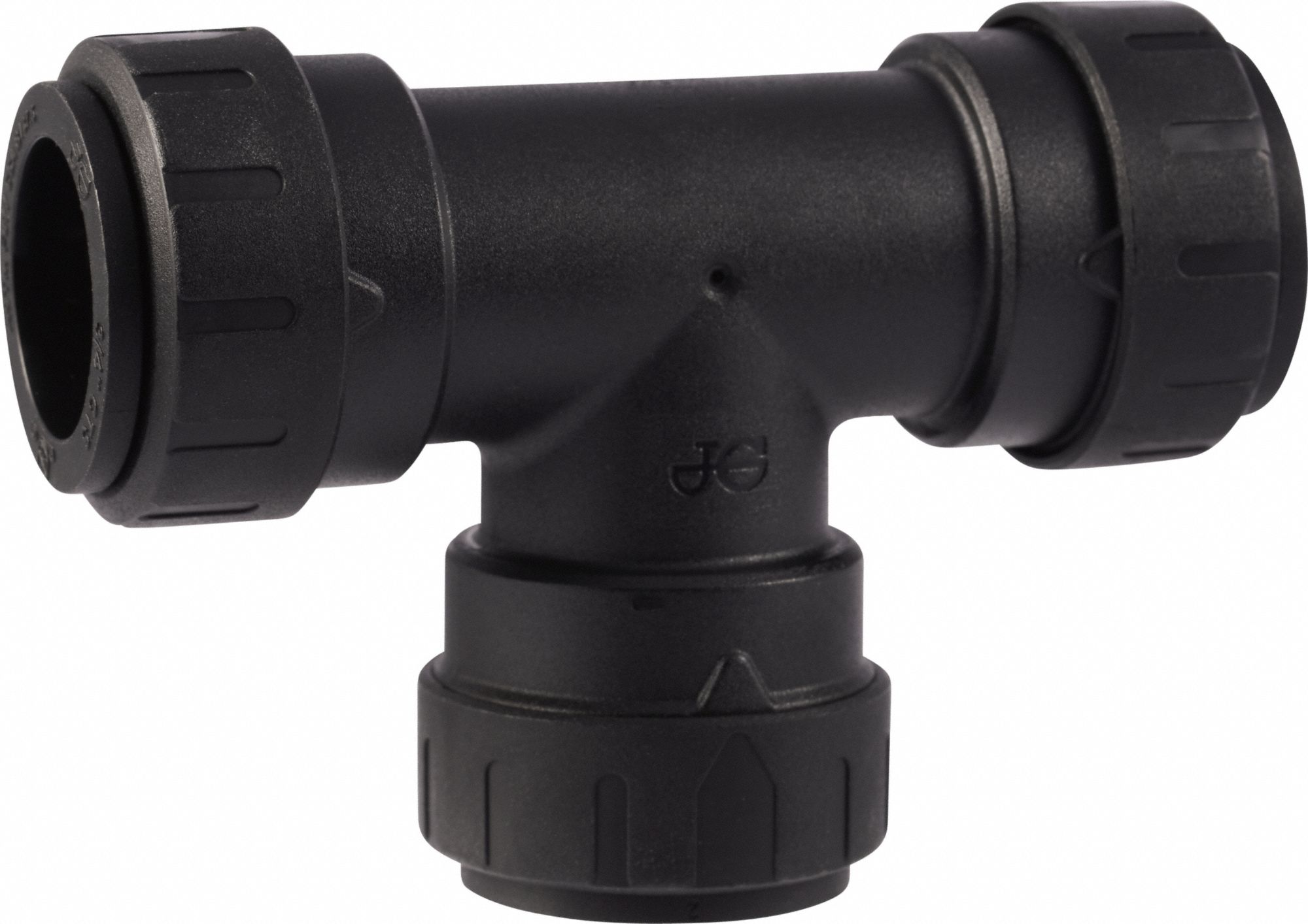 Push-Fit Tee Fitting: 7/8 in OD x 3/4 in Pipe x 3/4 in OD x 3/4 in OD Size, Polymer